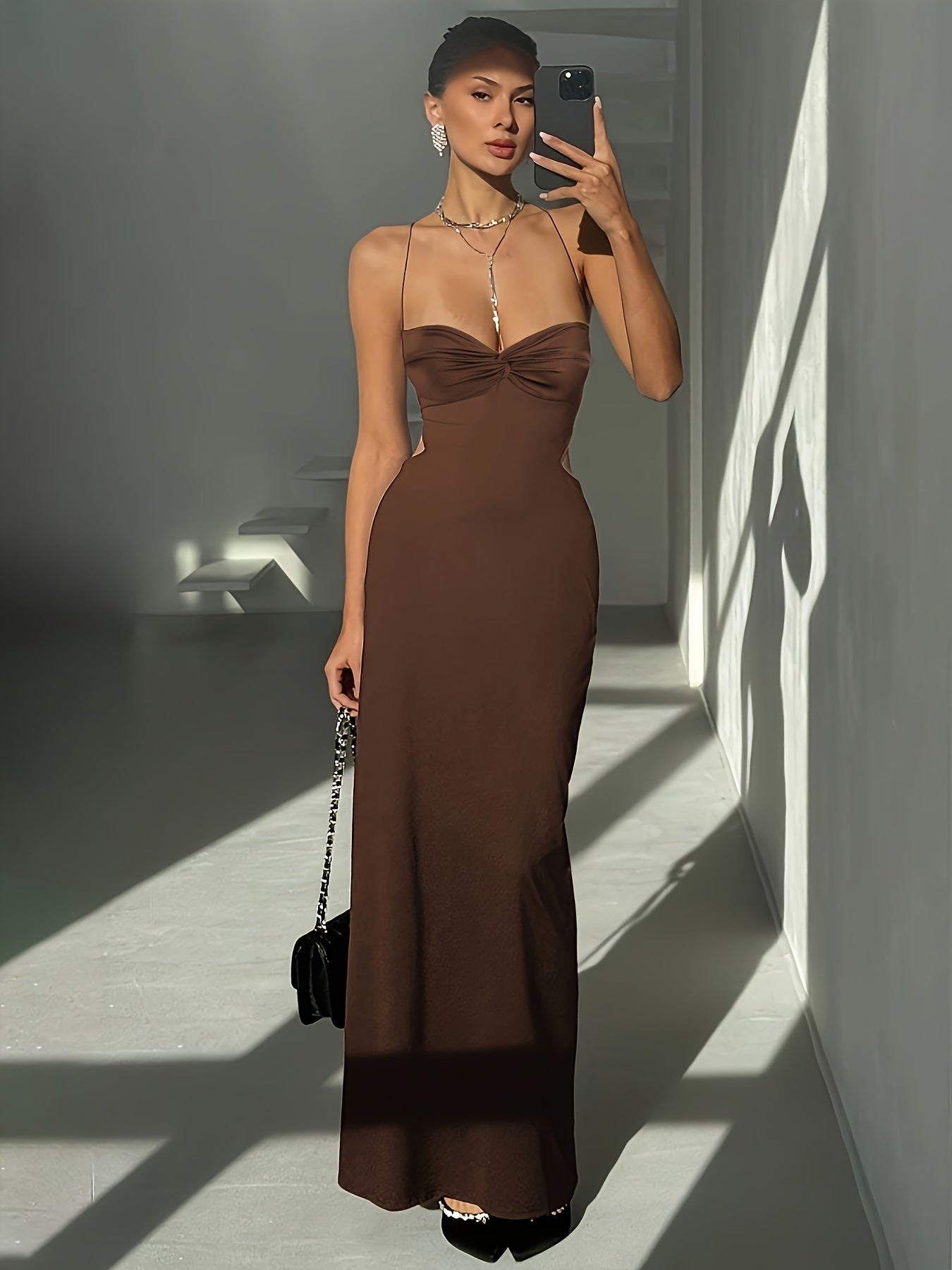 Robe Femme Sexy Élégante de Soirée — Dos Nu, Silhouette Sirène/Trumpet, Sans Manches, Robe Formelle pour Soirées et Mariages, Coupe Bodycon Flatteuse, Idéale pour Prom, Gala et Tenues Chics Quotidiennes, Style Sophistiqué