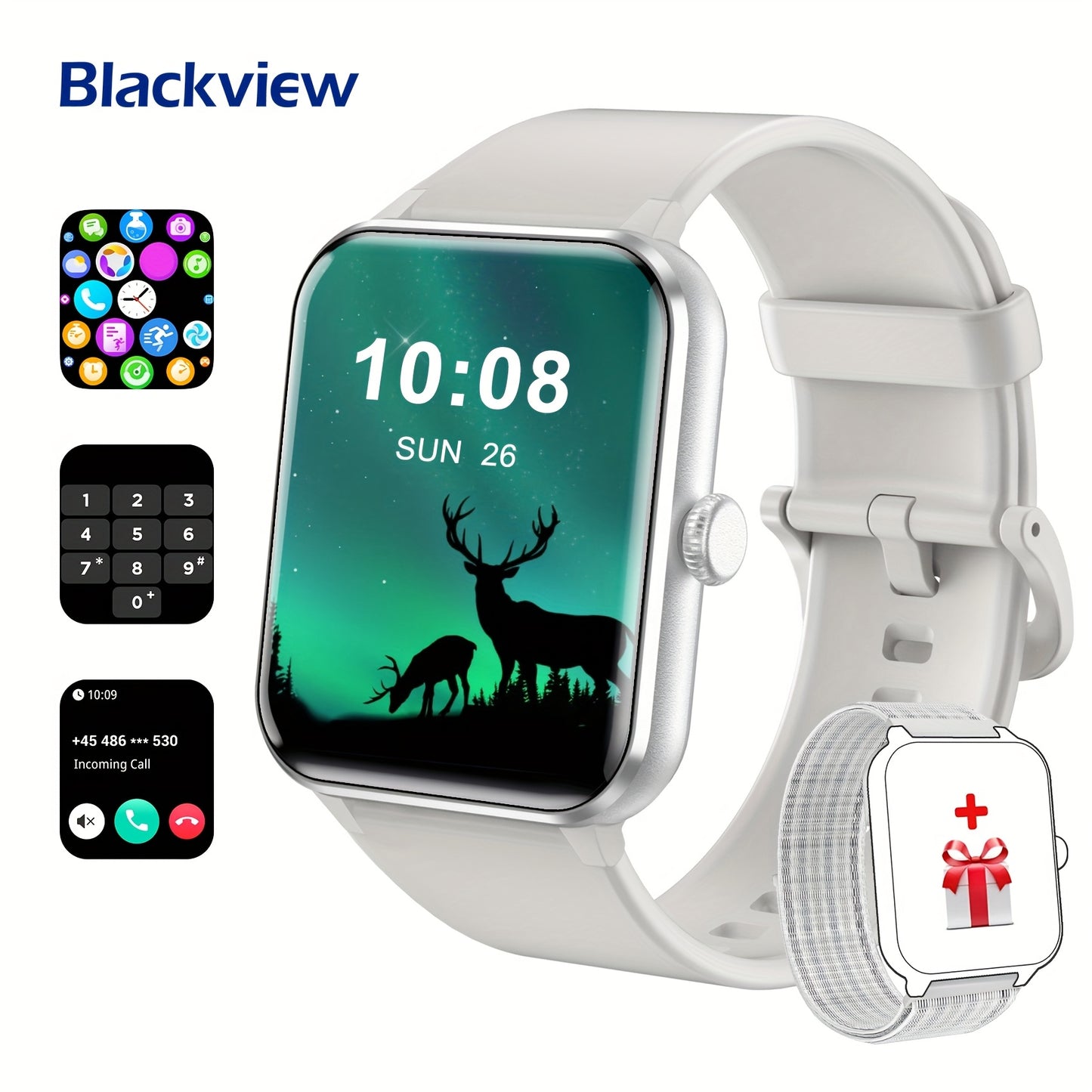 Montre Connectée Homme – Écran 4,7 cm, Appels (Répondre/Appeler), Tracker Fitness, 100+ Modes Sport, Suivi en Temps Réel, Podomètre – Compatible iPhone et Android, Cadeau Idéal