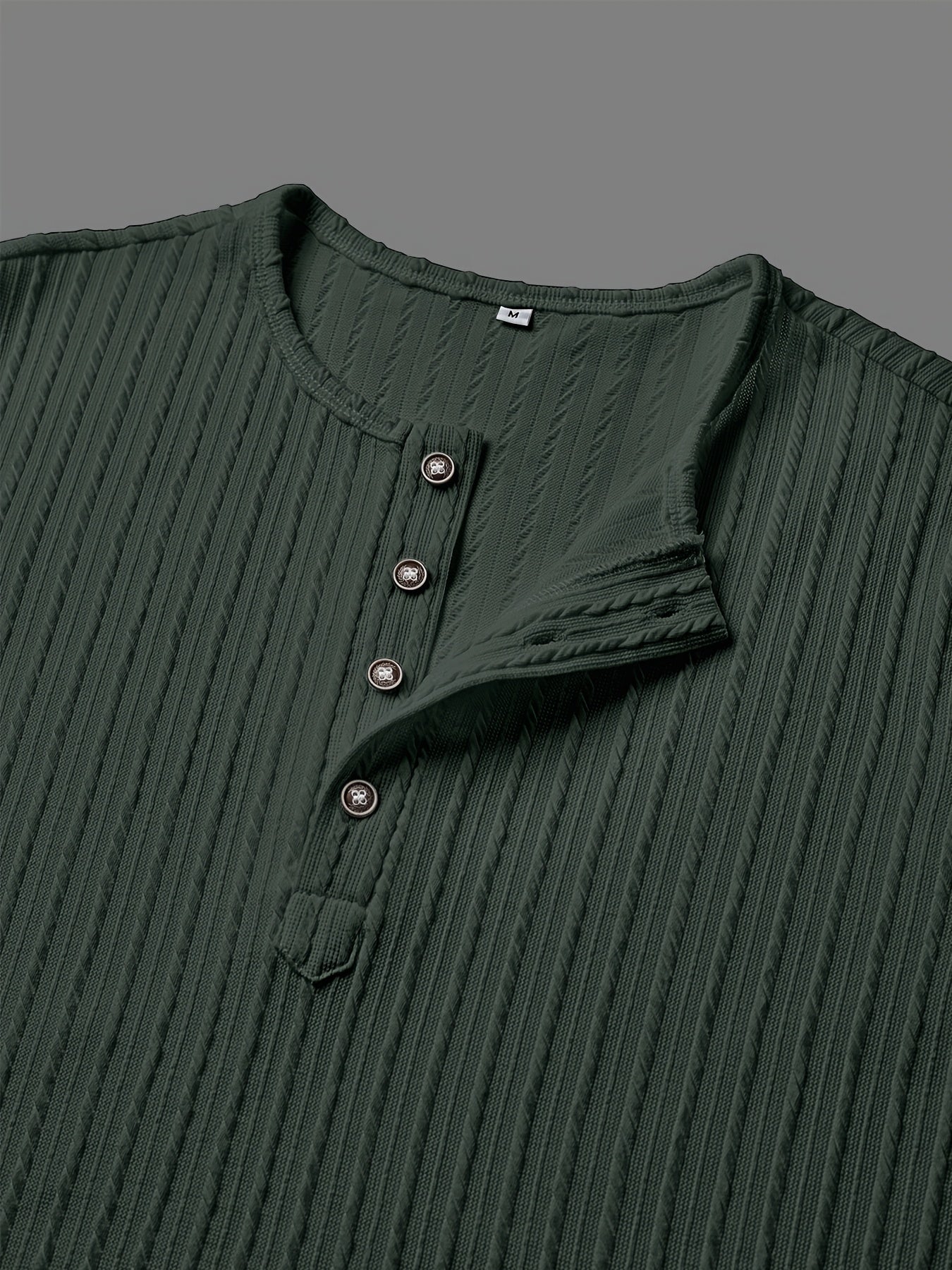 Henley Épais Hiver Homme – Manches Longues Boutonné