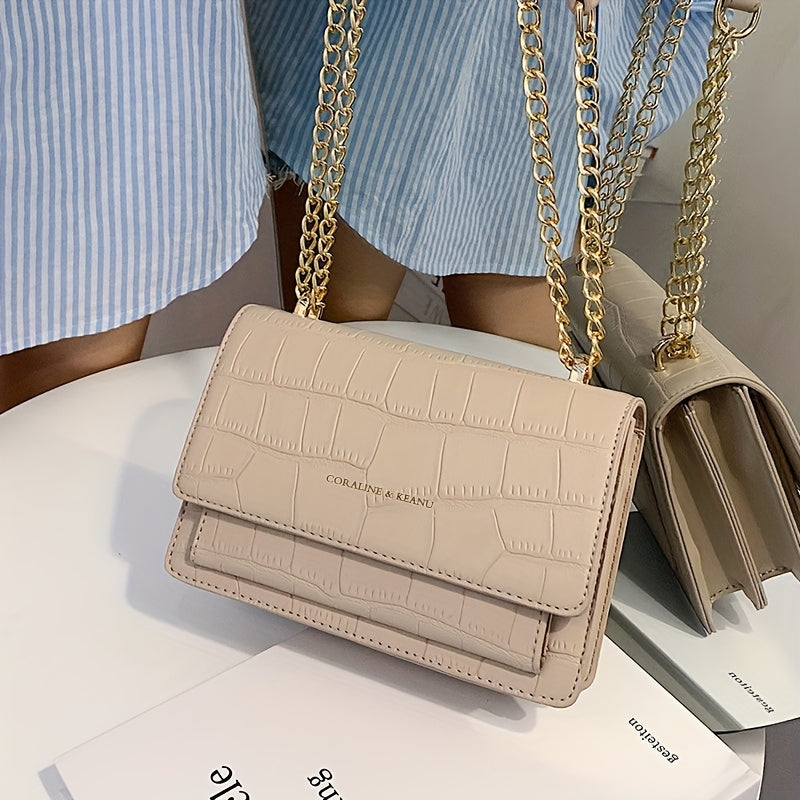 Sac bandoulière blanc femme, chaîne dorée, matelassé, fermeture pression, doublure tissu