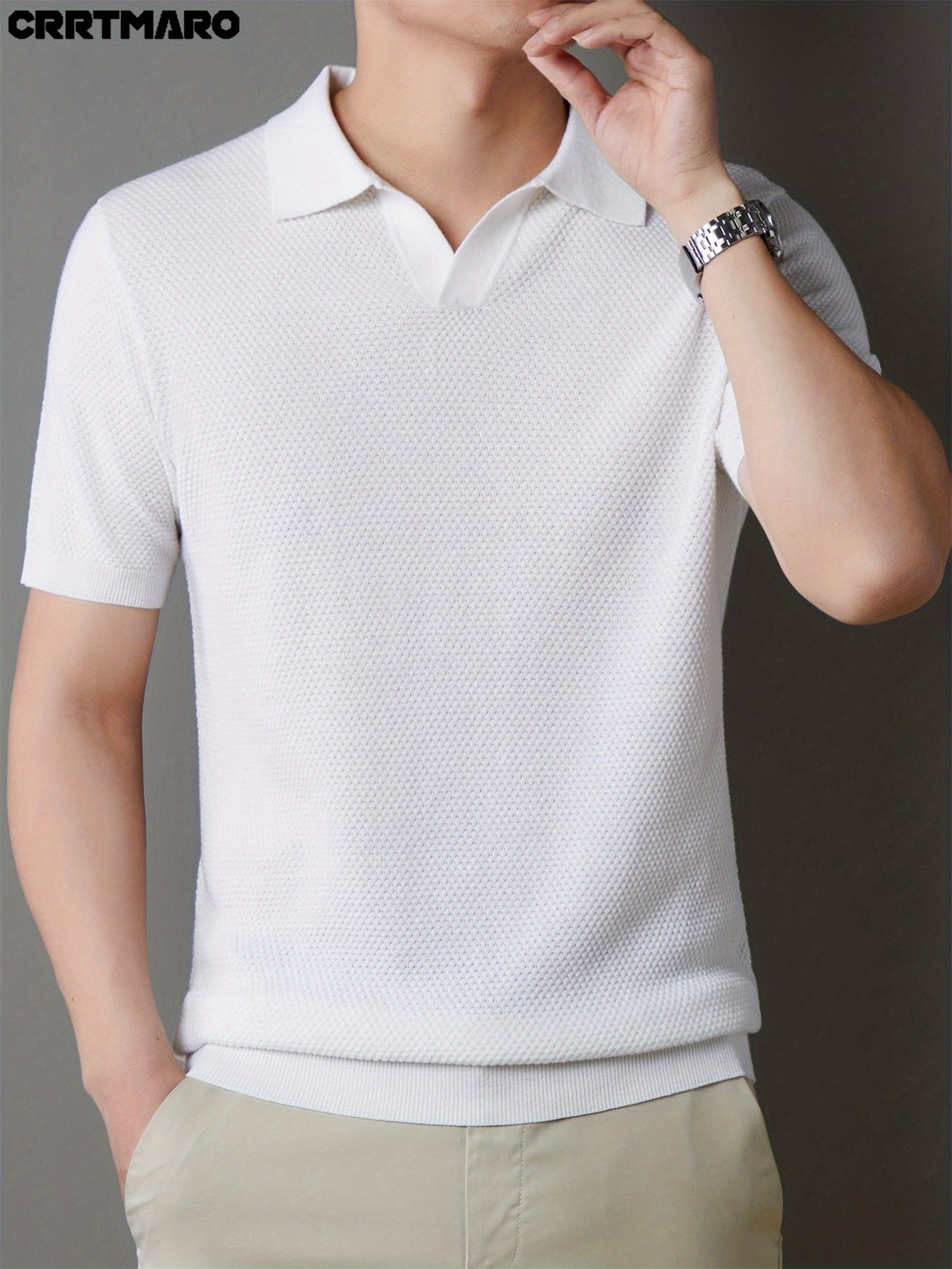 Men's 100% Cotton Shirt - Classic Fit Casual Short Sleeve, Solid Color Button- Collar for Spring/Fall, Versatile for Office & Casual Attire