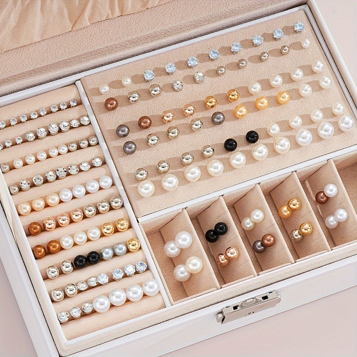 Ensemble de bijoux femme 91 ou 114 pièces, boucles d’oreilles créoles minimalistes en métal, bagues à fleurs ajourées, strass, papillons, perles imitation, collier pendentif et bracelet perlé, style tendance et luxueux