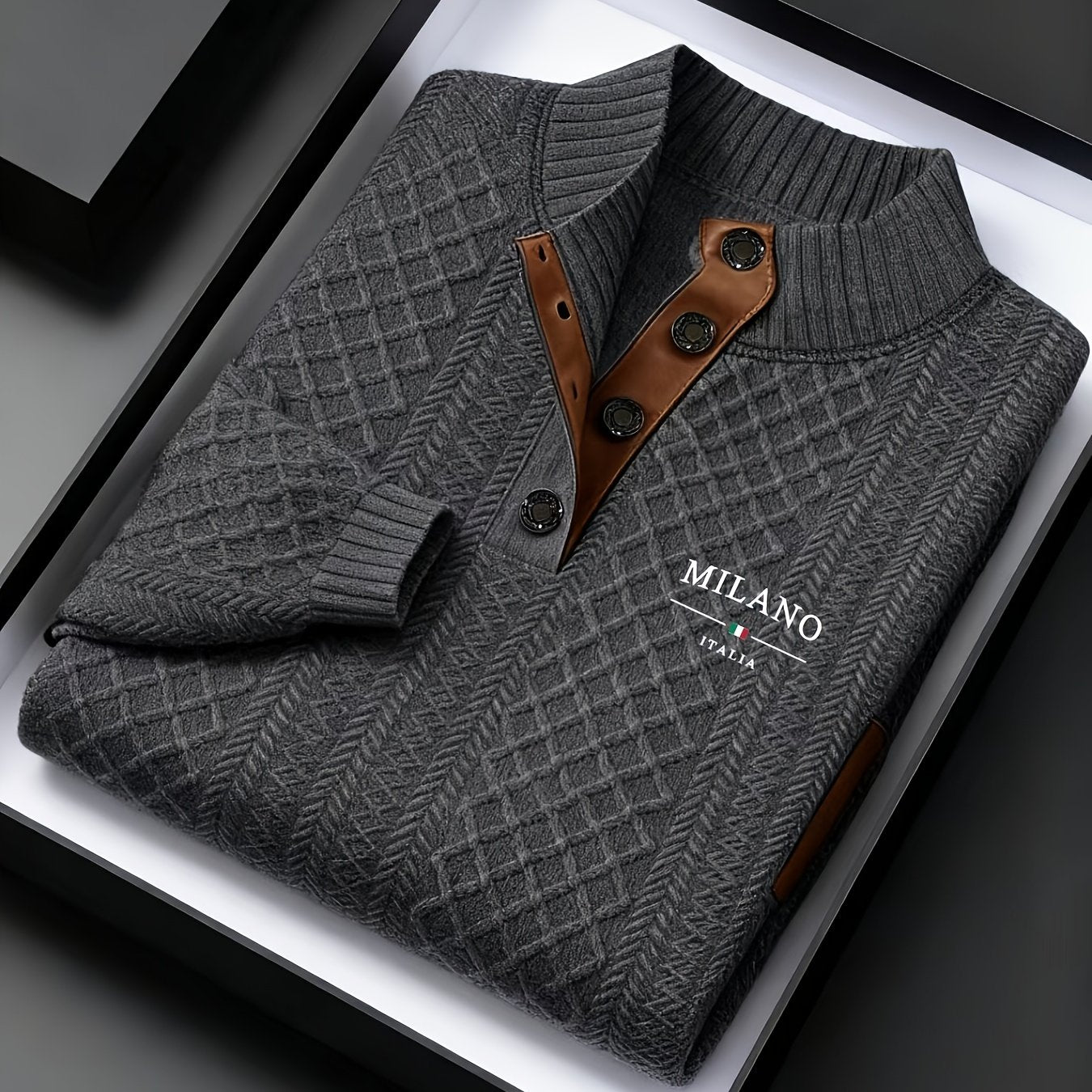 The Men'S Autumn And Winter Christmas High-Neck Jacquard Knitted Sweater Is a Casual Style Made from a Heavy 280G/M² Fabric with Random Textures. It Features a Mature And Stylish High-Neck Pullover Design, with