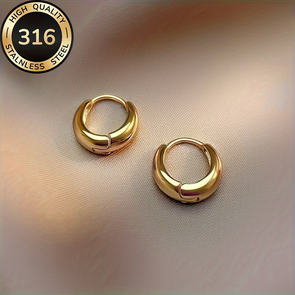 Boucles d’oreilles créoles pour femme en acier inoxydable français hypoallergénique, plaquées or 18 K, résistantes à la décoloration, confortables, design simple et élégant, parfaites pour un usage quotidien ou soirées, cadeau idéal pour la Saint-Valentin
