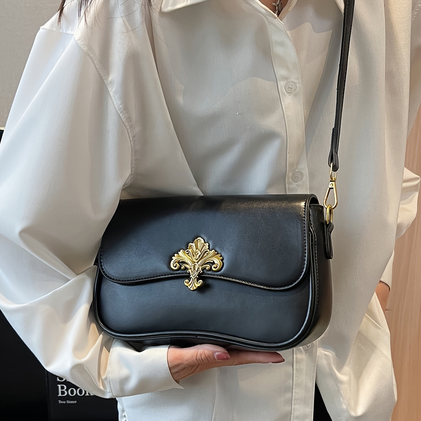 Sac bandoulière grande capacité pour femmes – couleur unie, élégant et pratique