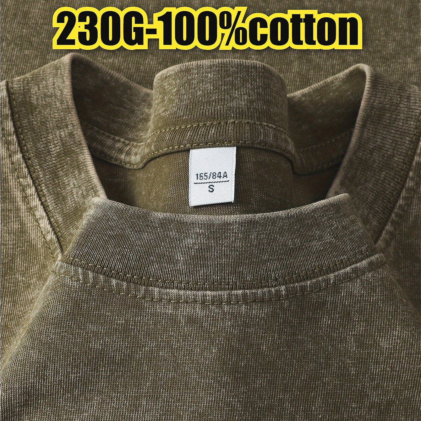 Men'S Vintage Distressed Heavyweight 220gsm T-Shirt - Relaxed Fit Short Sleeve Round Neck Casual Tee with Letter Print, Soft Washed Texture & Raglan Sleeves for Casual Attire, Vintage T Shirts, Leisure Clothing, Retro Style S