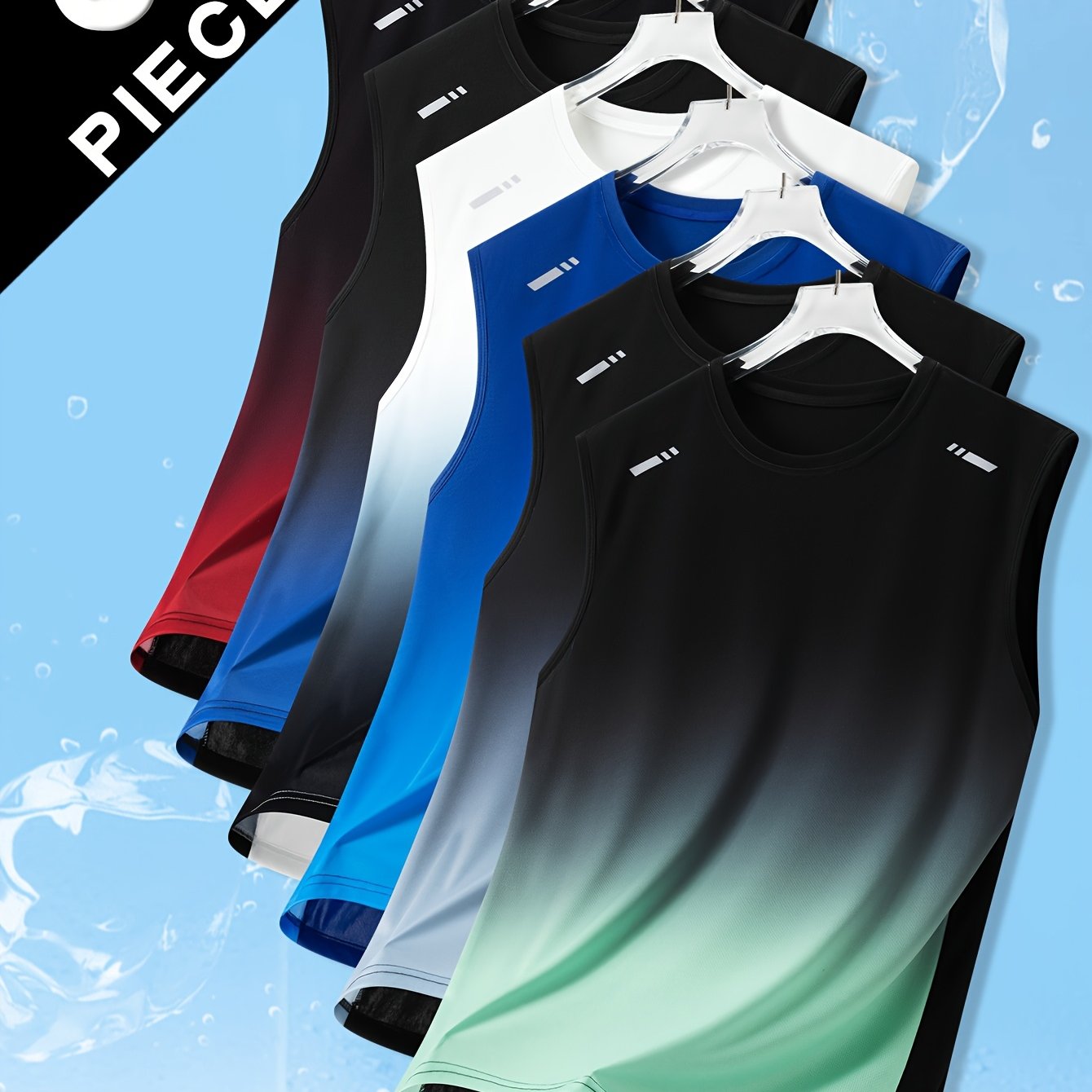 Lot de 6 Débardeurs Sport Homme – Séchage Rapide, Respirant, Tissu Extensible, Couleurs Dégradées