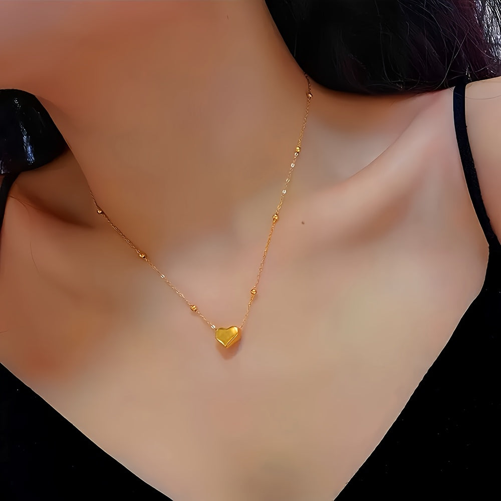 Collier pendentif cœur pour femme en acier inoxydable hypoallergénique, plaqué or 18K, design simple, mignon et élégant, parfait pour un usage quotidien ou comme cadeau, bijou de haute qualité pour femme