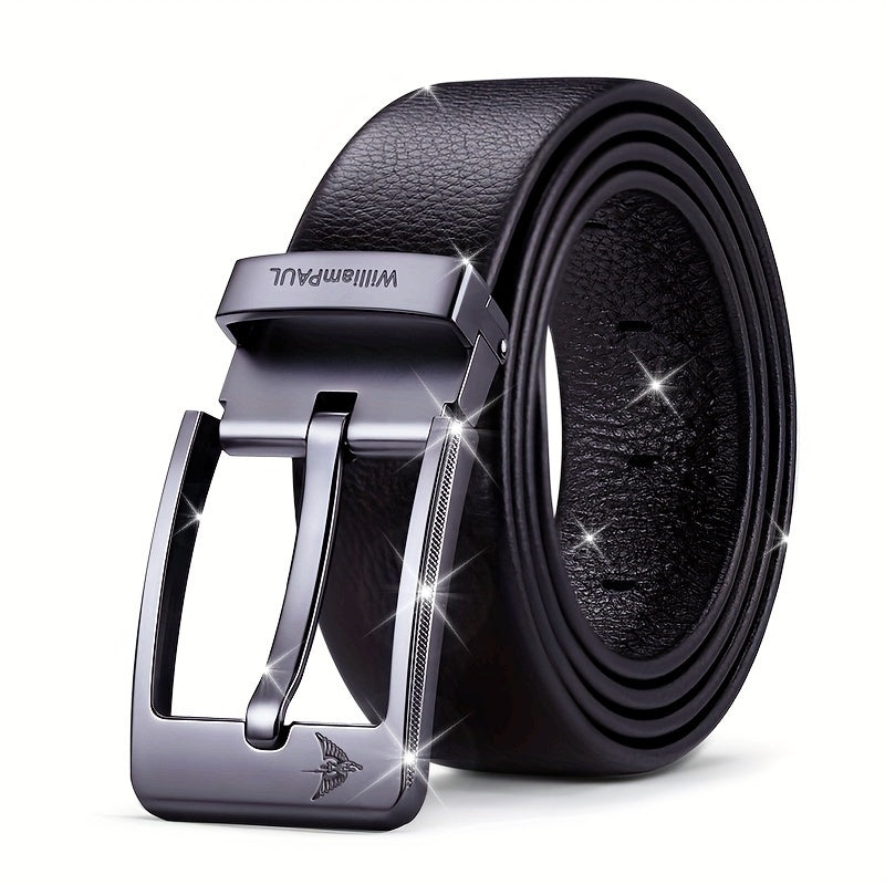 Ceinture Homme en Cuir Véritable – Boucle Carrée Premium, Noir, Style Professionnel et Décontracté, Durable et Élégante, Accessoire Parfait pour Tenue Formelle, Ceinture Minimaliste de Qualité