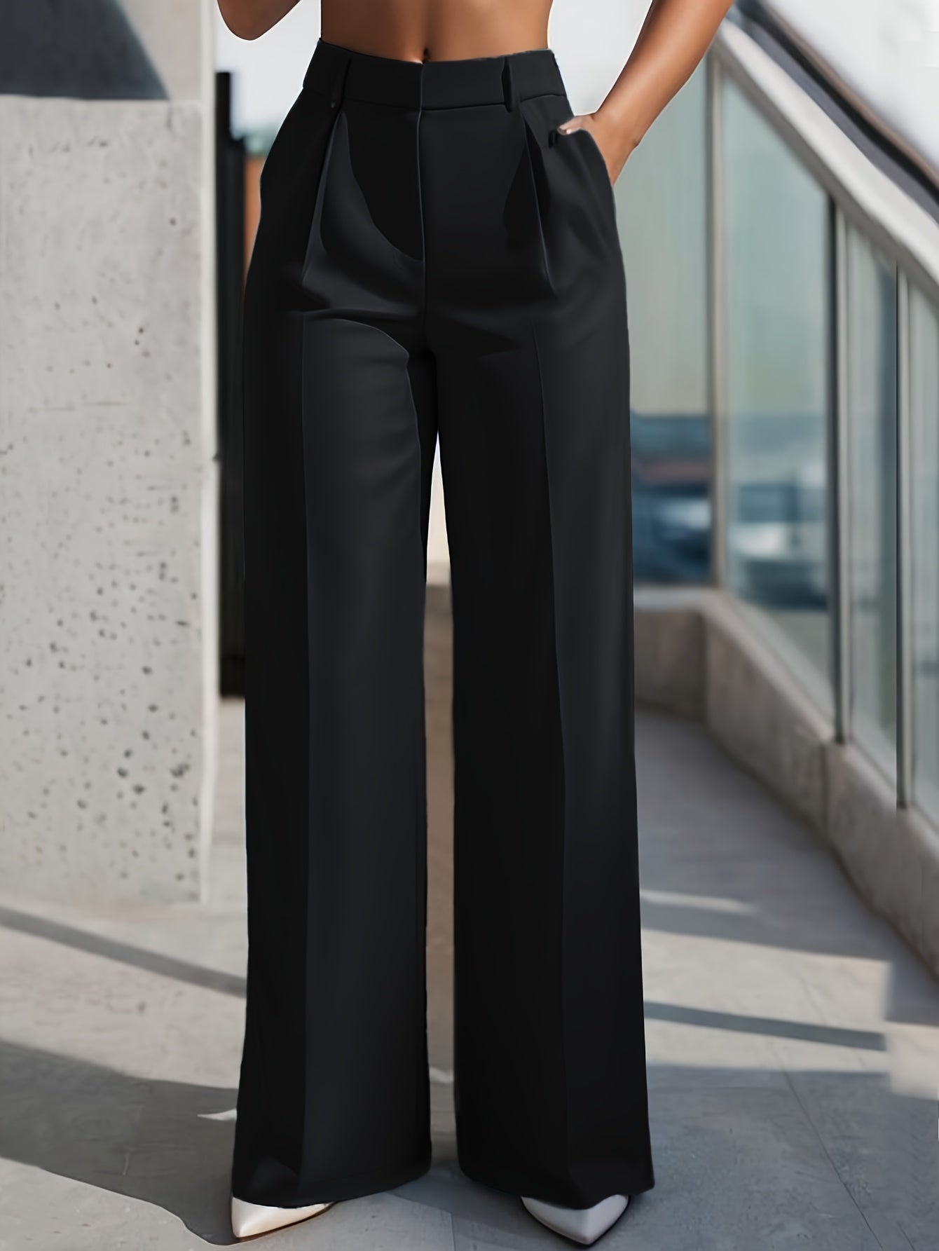 Pantalon Femme Élégant Droite – Noir, Bureau et Soirée, Coupe Structurée