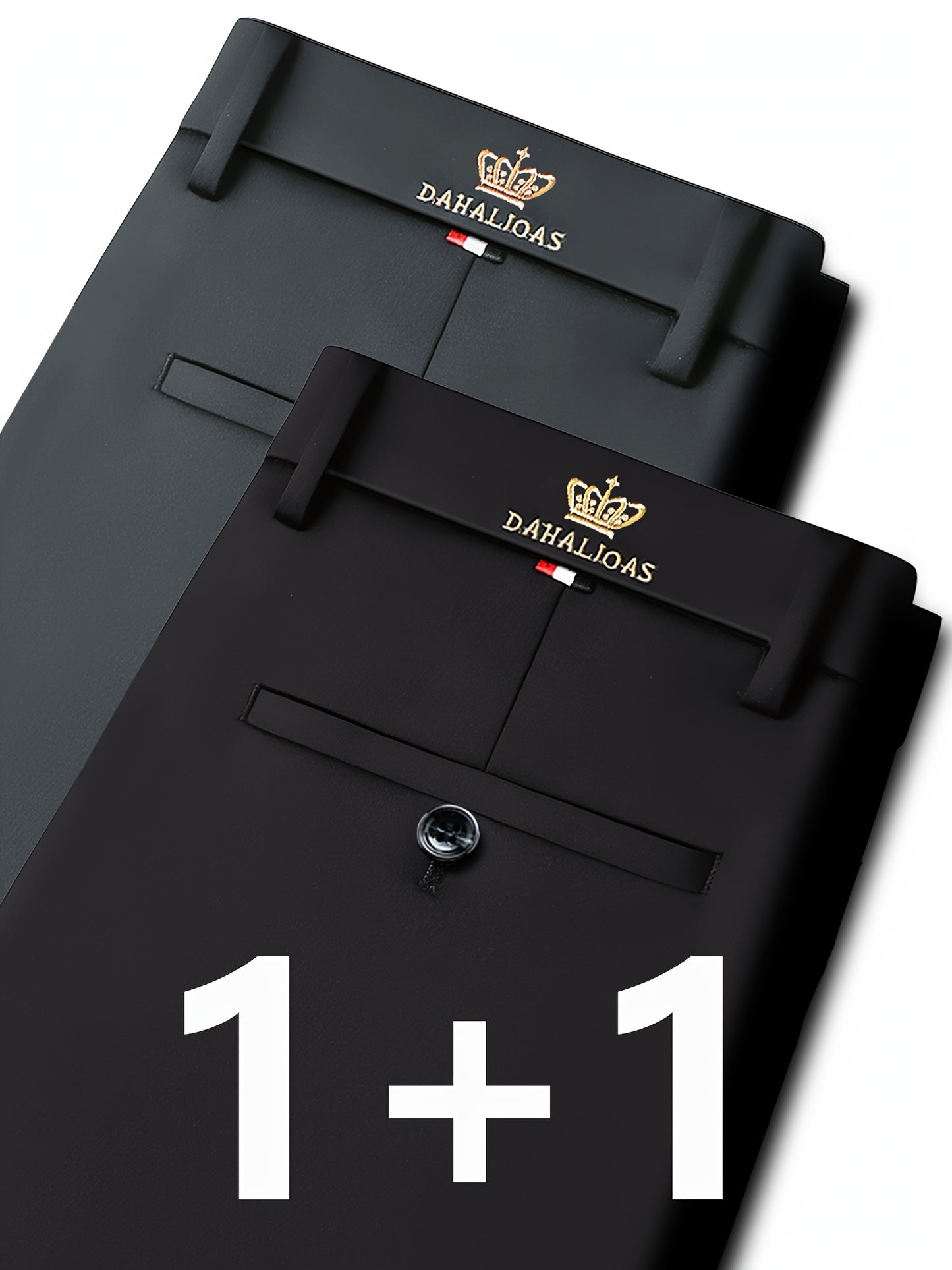 Pantalons business casual extensibles pour homme (2 pièces) – haute élasticité, infroissables, toutes saisons, logo, coupe régulière, lavables en machine, idéals bureau et événements sociaux