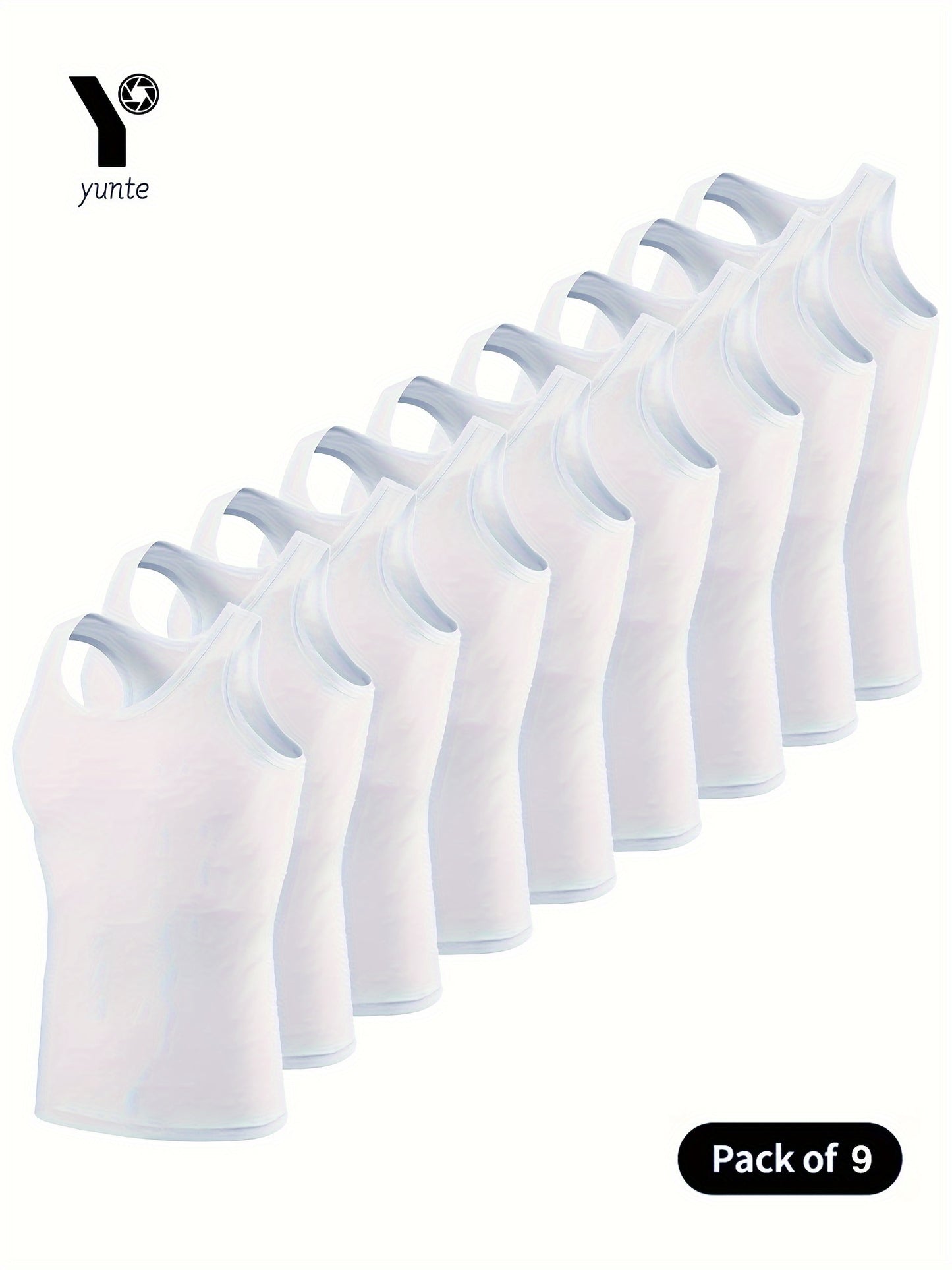 Lot de 9 Débardeurs Sport Homme – Sans Manches, Séchage Rapide, Respirants, Polyester, Col Rond, Coupe Regular