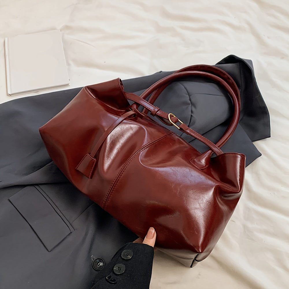 Sac Cabas Femme Vintage – Grande Capacité, Anse Fixe, Sac Élégant Quotidien, Spacieux pour Travail, Shopping et Voyage, Cuir Synthétique Durable, Sac Épaule Classe et Élégant, Sac de Créateur Femme Haute Qualité (Copie)