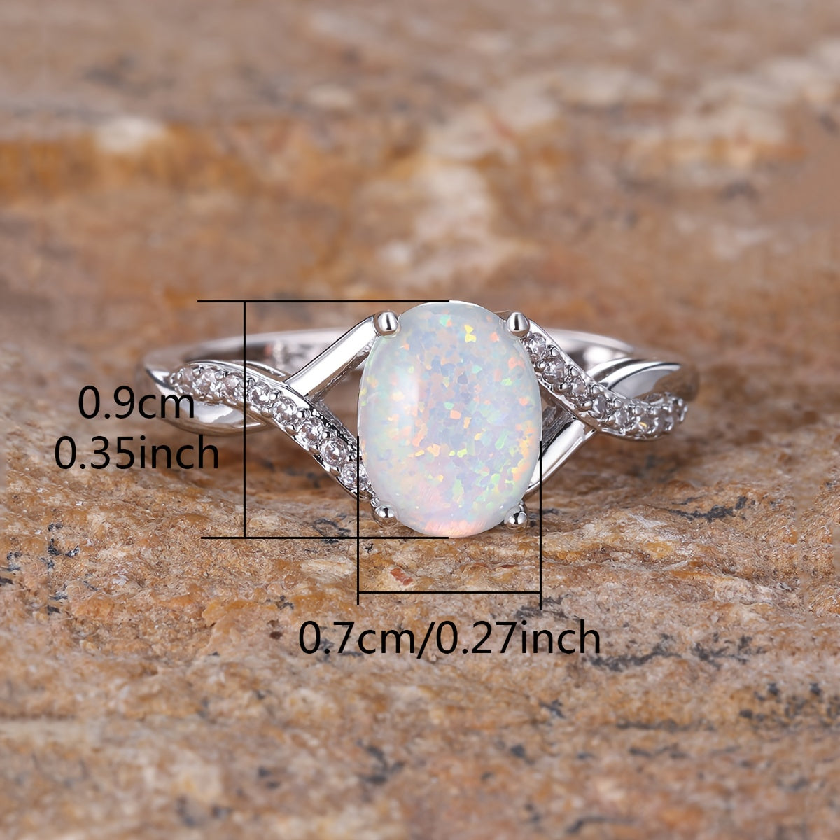 Oval White Opal  Twist Curved Ring for Women Simple Delicate Glitter Creative Design Wedding Ring EngaSynthetic Gemstoneent Party Wear Elegant Temperament Jewelry