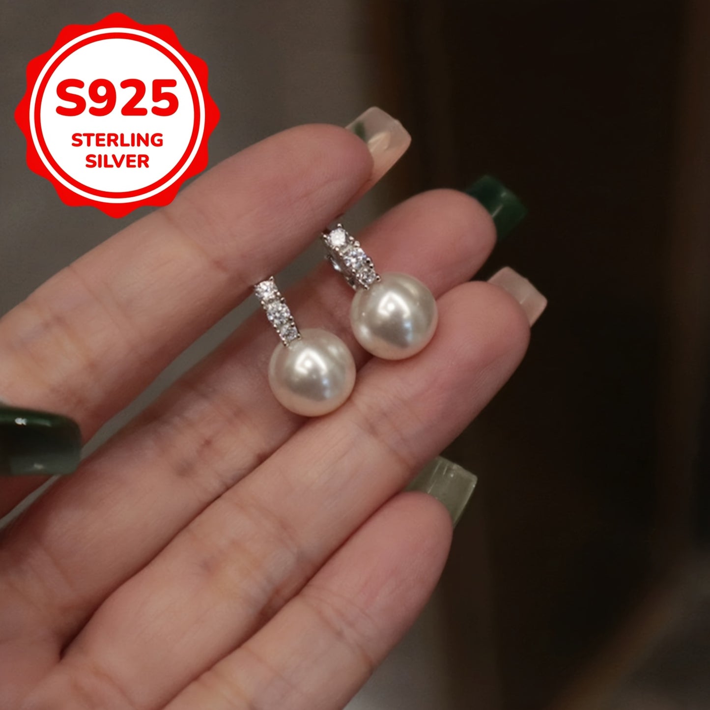 Paire de boucles d’oreilles bague pour femme, style vintage élégant, luxe simple, en argent 925, 3,9 g, incrustation de zirconia synthétique, tige en argent sterling