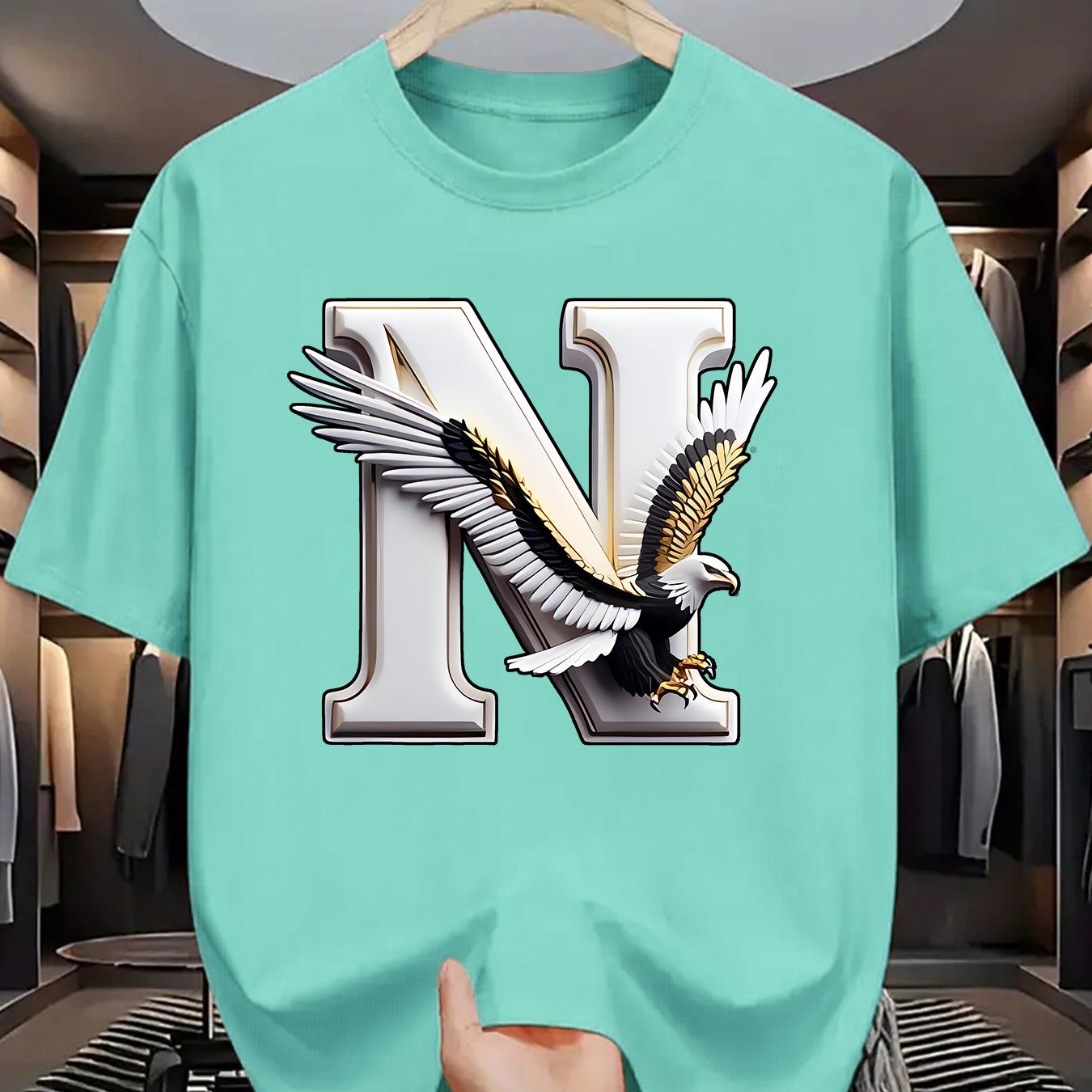 Summer Men'S Fashion Short-Sleeve T-Shirt with Letter Pattern Print