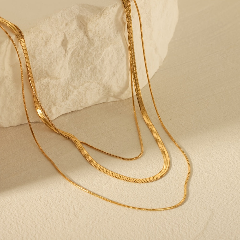 Collier Femme en Acier Inoxydable de Haute Qualité – Plaqué Or 18K, Anti-Décoloration, Confortable et Polyvalent, Design Simple et Élégant, Bijoux et Accessoires Tendance pour Quotidien ou Soirées, Cadeau Raffiné