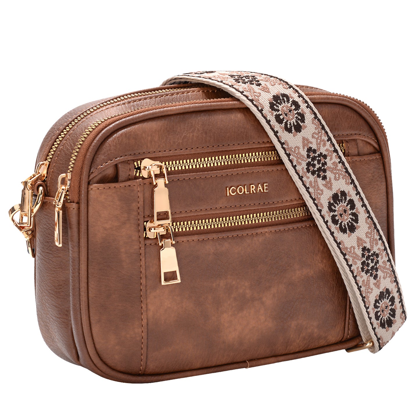 Sac bandoulière en PU grande capacité – plusieurs poches, fermeture zippée, idéal pour trajets et voyage, disponible en noir/blanc