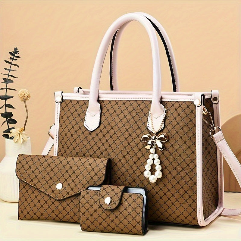 Sac à main femme grand format avec porte-monnaie et porte-cartes – polyvalent, élégant, sac à bandoulière pour mère tendance