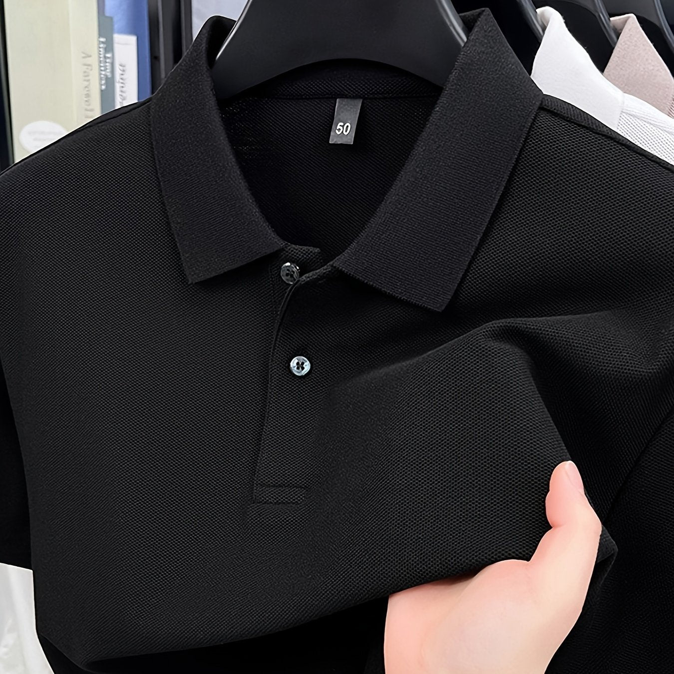 Men'S Business Casual Shirt - Formal & Everyday Office, Golf, Casual Attire - Classic Collar Button-Up Shirt - All-Season Professional T-Shirt for Men - Easy-Care Professional Attire, Golf Apparel, Solid Color Design, Comfort