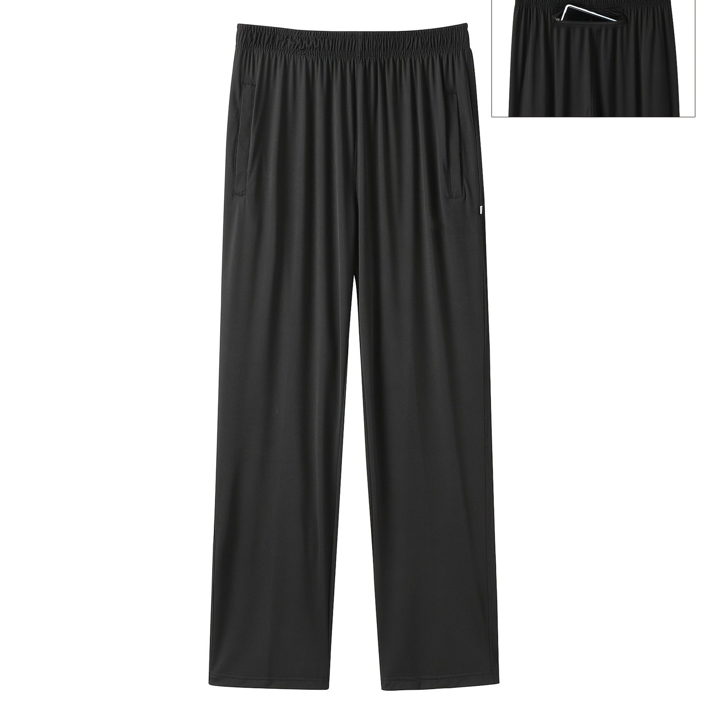 Pantalons Sport Homme Grande Taille – Jambe Droite, Polyester Stretch, Cordon Élastique, Tout Saison