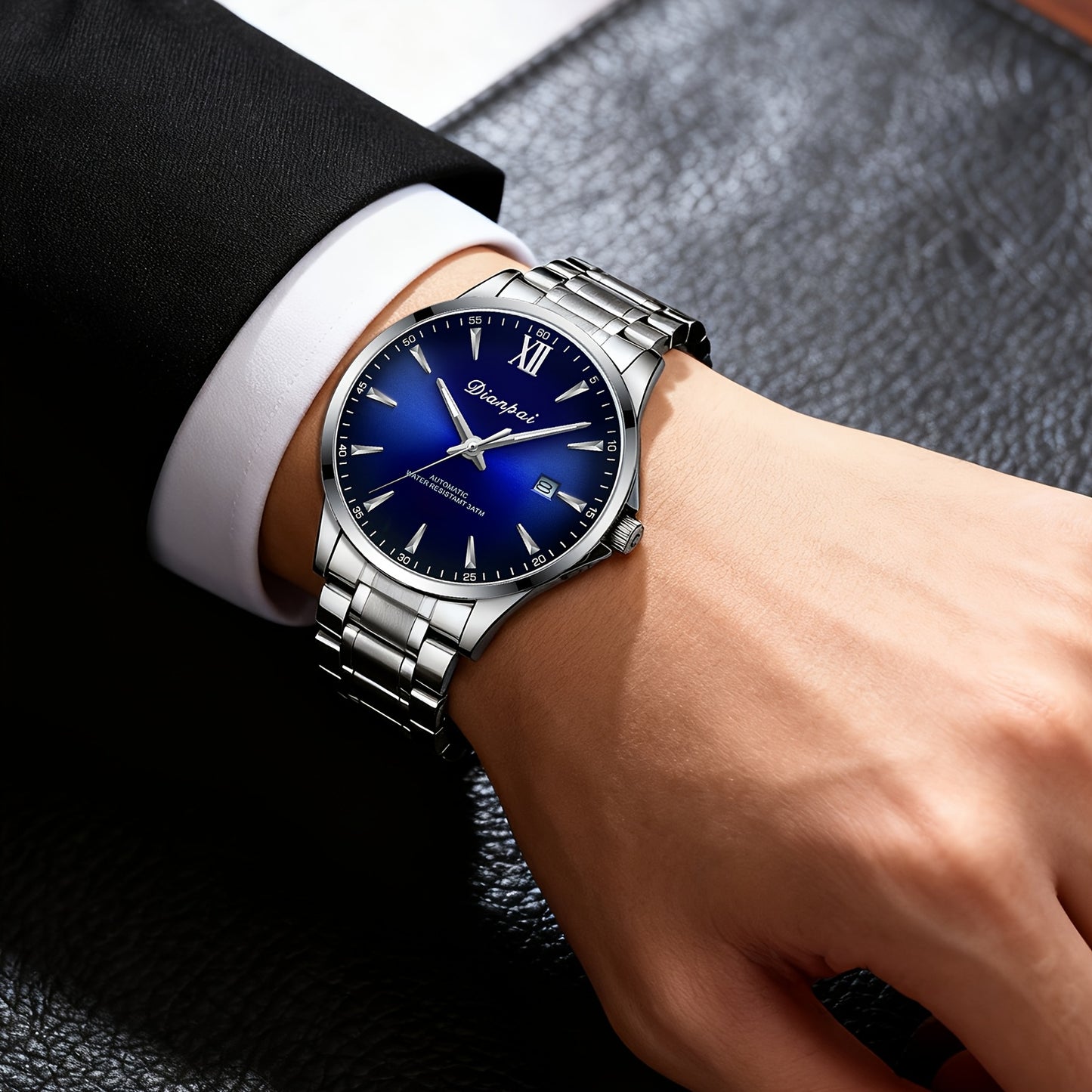 Classic Fashion Men's Fully Automatic Mechanical Watch, Calendar Display, Stainless Steel Strap, Night Light Business Men's Watch - Preferred Gift