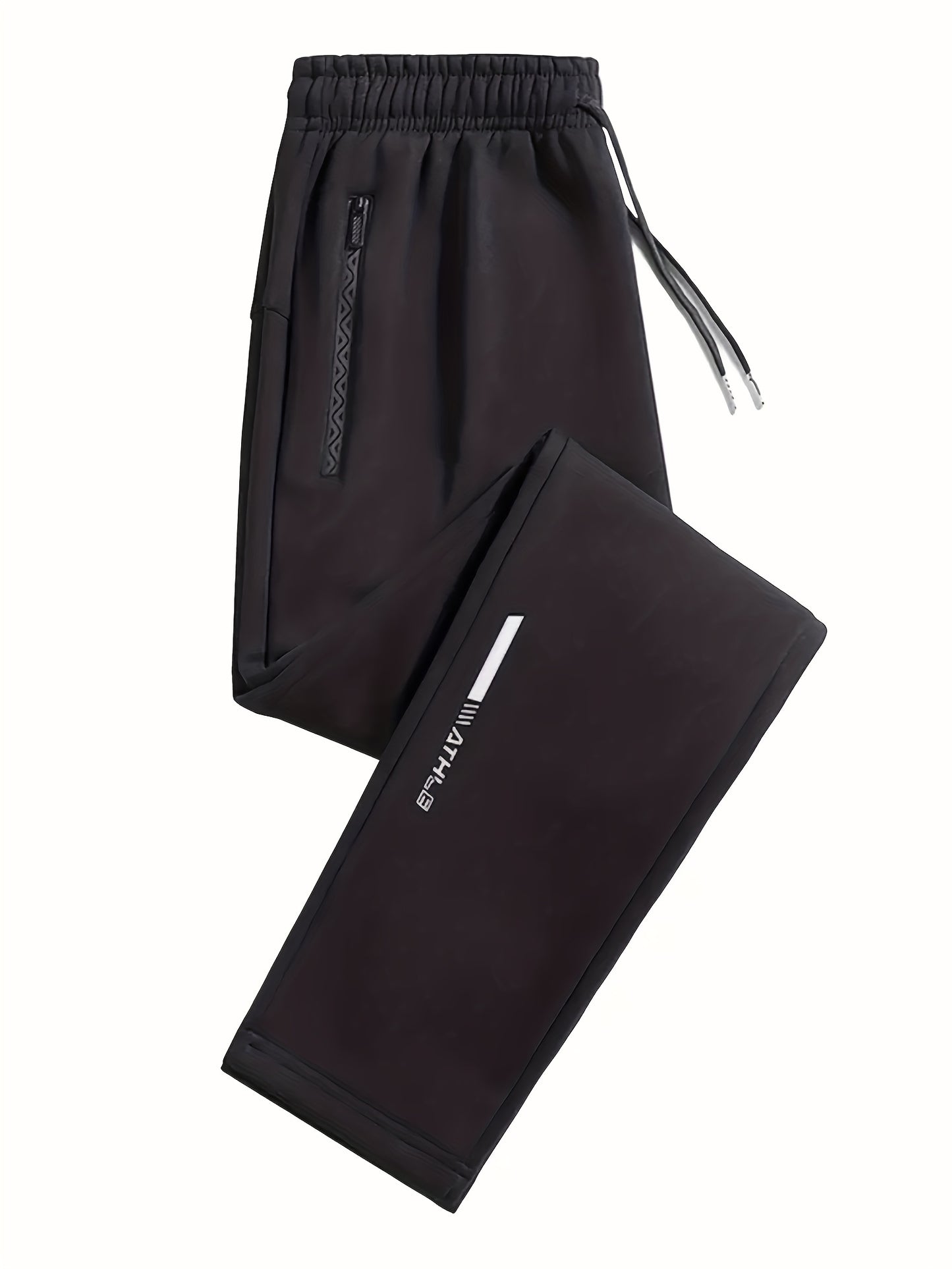 Lot de 3 Joggers Homme – Tissu Maille Douce, Taille à Cordon, Jambe Droite, Poches Zippées, Gris Chiné/Bleu Marine