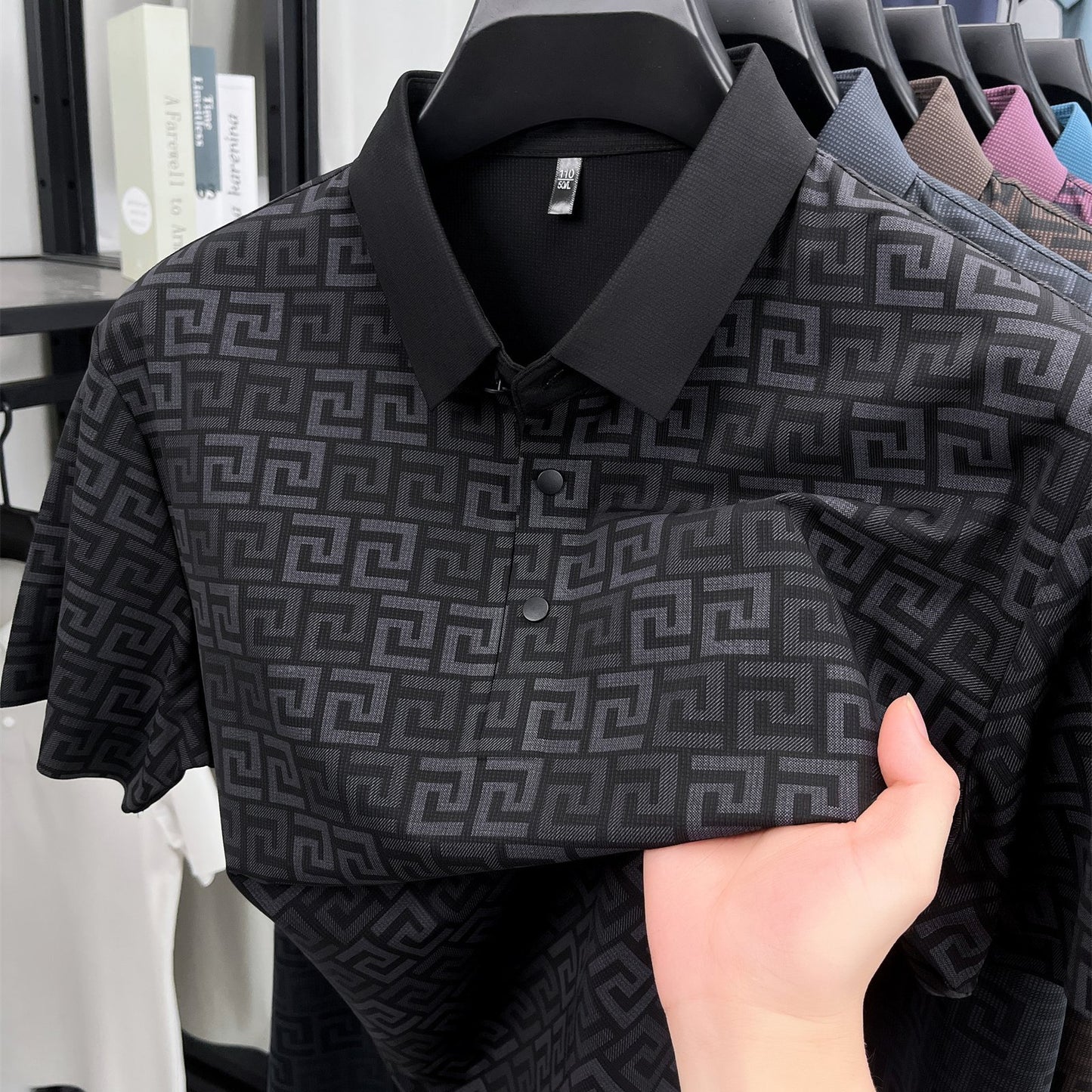 Men'S Casual Summer Polo Shirt - "CRRTMARO" Logo, Lightweight Rayon Fabric, Short Sleeve, Button-Up, Casual Style, Casual Summer Wear | Casual Style Shirt | Glossy Finish