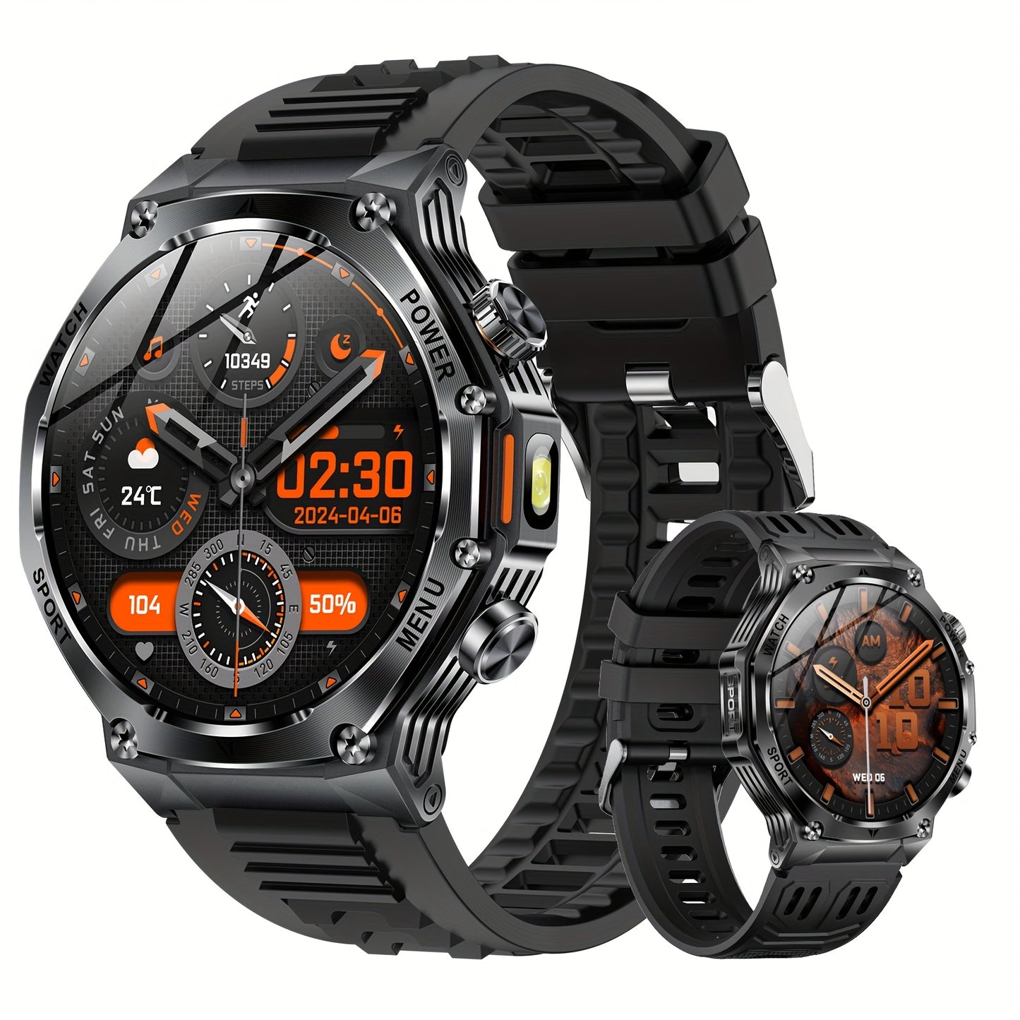 Montre Connectée Homme – Batterie 800 mAh, Écran HD 1,75", 120+ Modes Sport, Lampe Torche, Étanchéité IPX8, Appels Sans Fil, Tracker Fitness – Compatible Android & iPhone