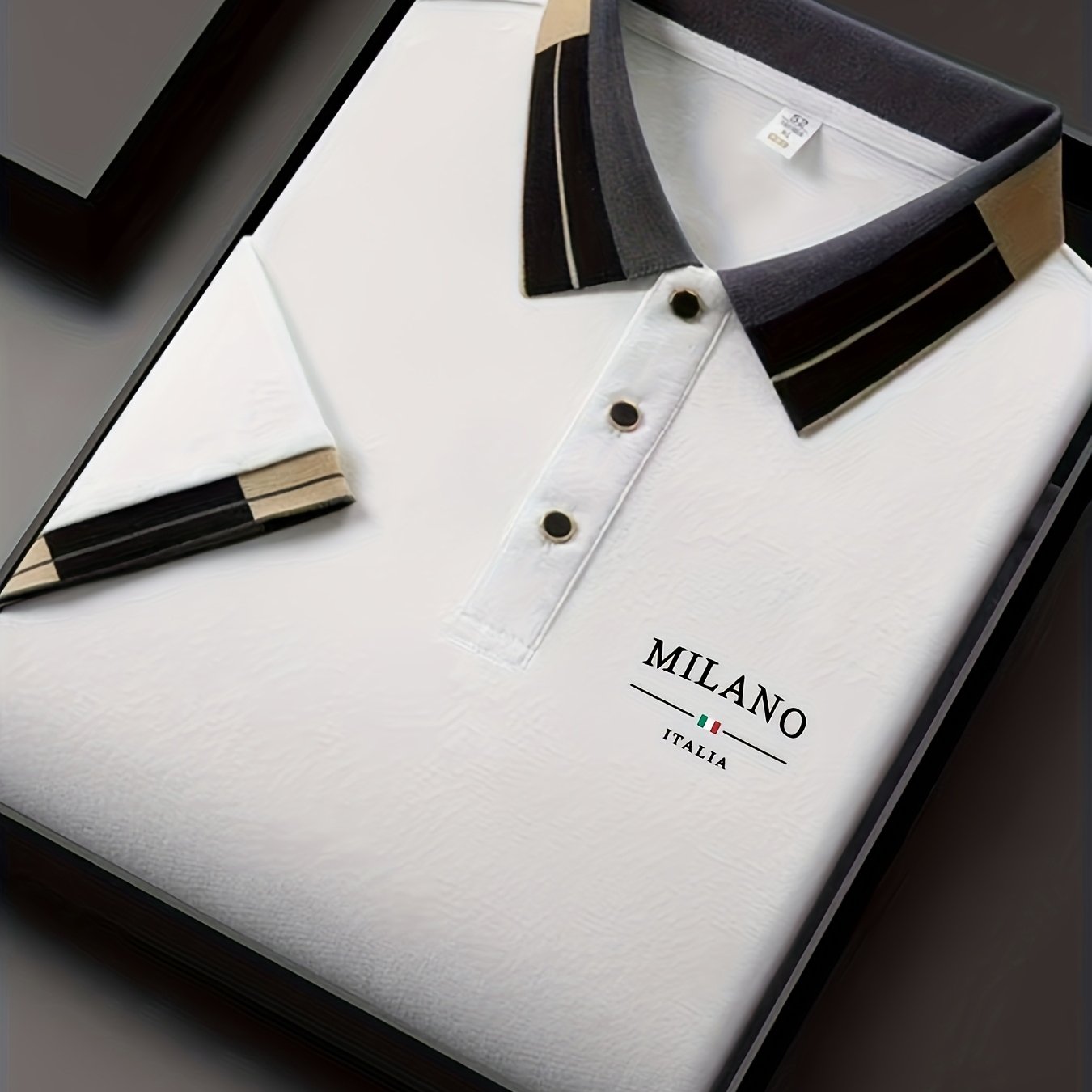 Men'S Lightweight Soft POLO Shirt with 'MILANO ITALIA' Print | Breathable Summer Casual And Business Wear, Regular Fit, Button Collar, Ideal for Vacation And Daily Use, Fashion Contrast Design, Soft Fabric