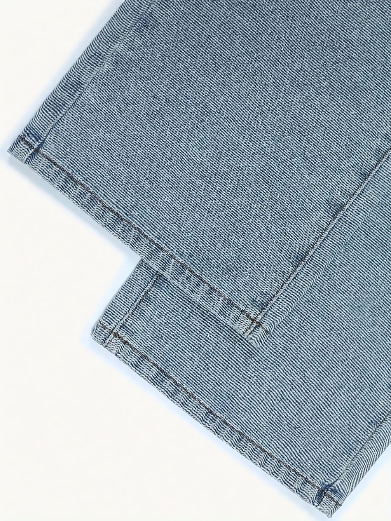 Jeans femmes– coupe décontractée, taille élastique, patchwork à double bouton, style baggy, tailles plus, bleu délavé et kaki