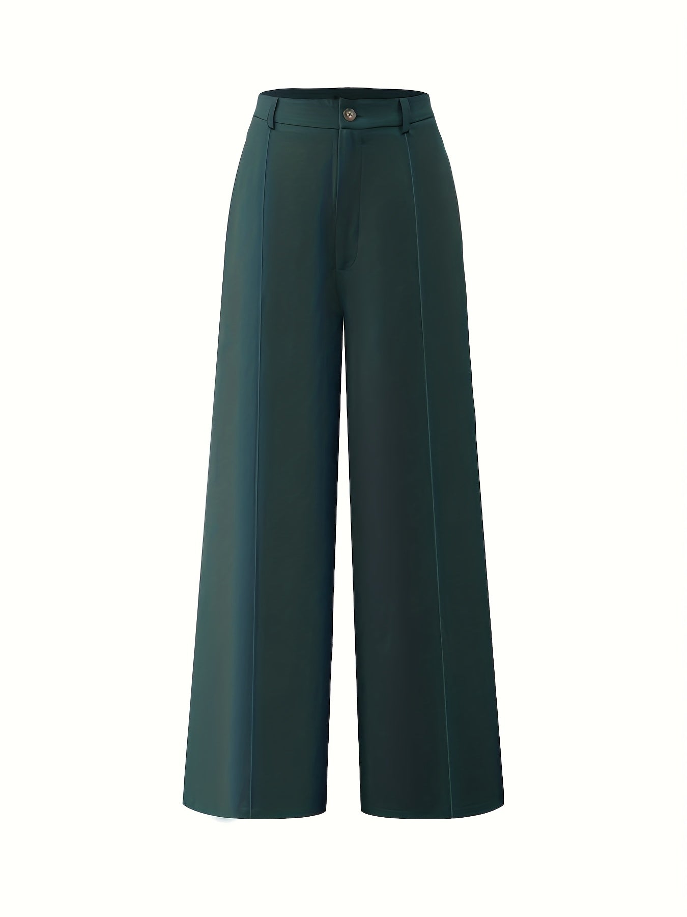 Pantalon Femme Élégant Vert Émeraude – Taille Haute, Jambe Droite, Fermeture Zippée, Sans Ceinture, Décontracté, Printemps/Automne
