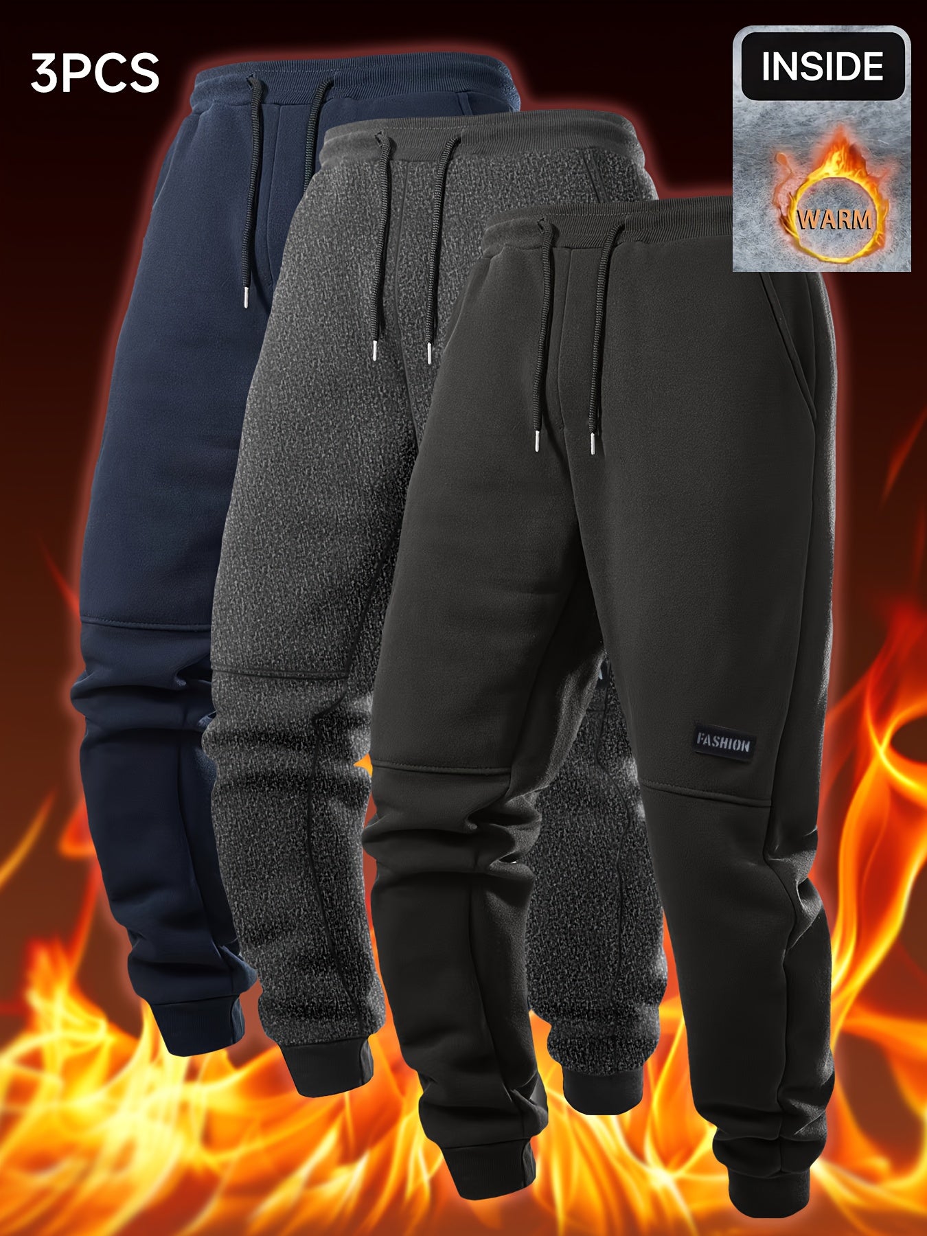 Pantalons Hiver Homme – Joggers Thermiques, Cordon, Grande Taille, Tissu Non-Stretch