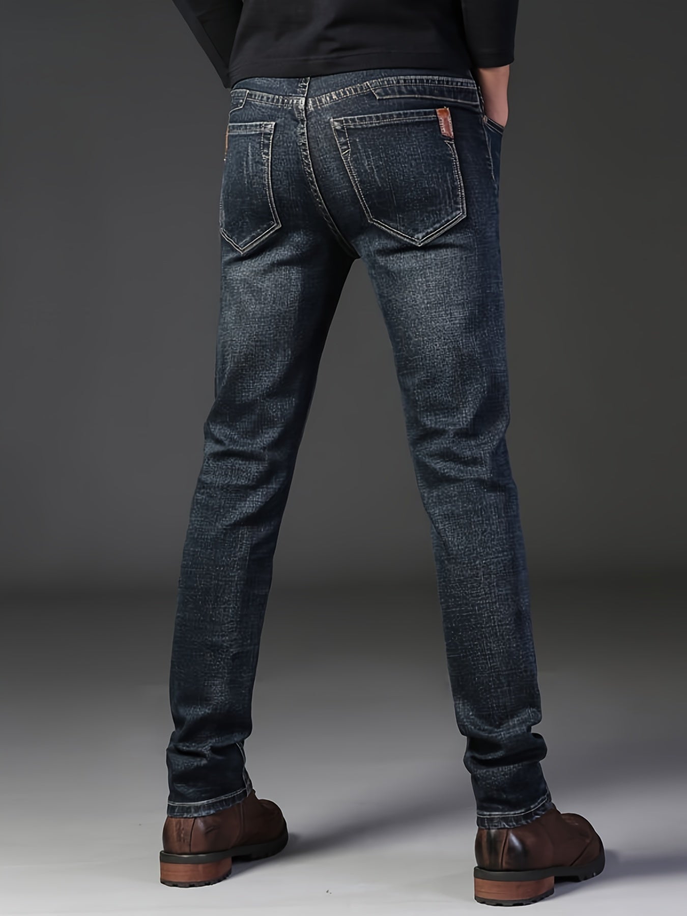 Pantalon en faux denim extensible robuste pour homme – effet usé, idéal travail, construction et usage quotidien, grande taille, toutes saisons, confortable et durable