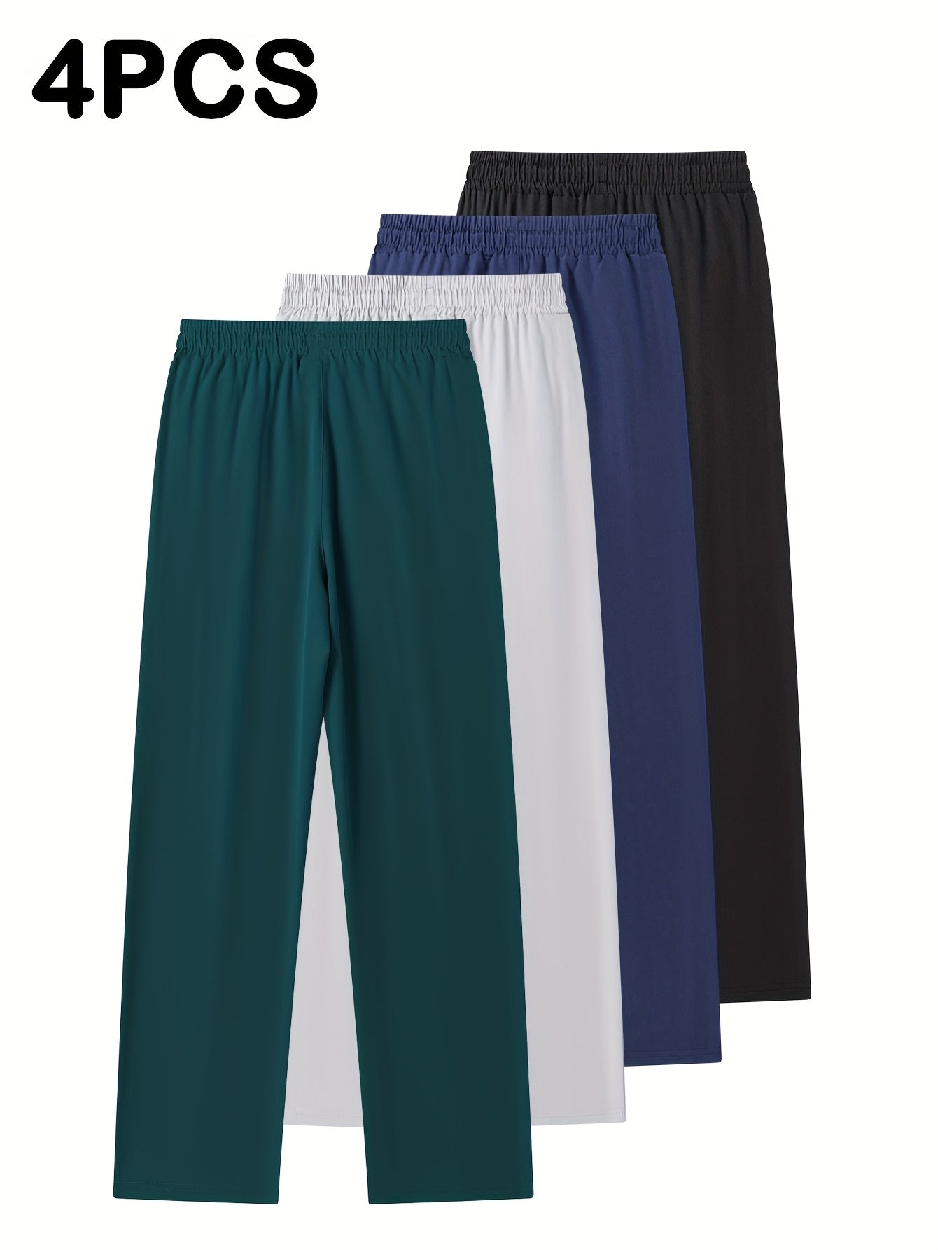 4pcs Pantalons Homme Casual – Cordon, Léger & Stretch, Poches Zippées, Running & Jogging