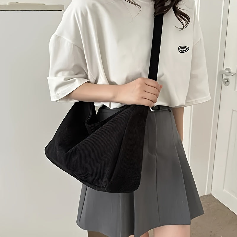 Sac Épaule Femme en Velours – Options Noir et Blanc, Sac Polyvalent, Élégant et Minimaliste, Léger et Doux, Idéal Voyage et Quotidien