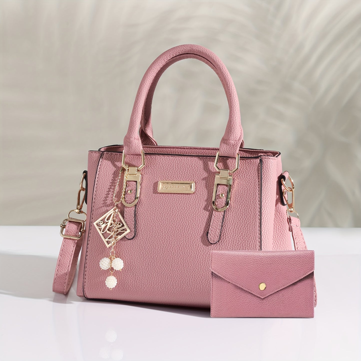 Ensemble 2 pièces sac à main et portefeuille femme, multi-poches, bandoulière, pendentif, polyvalent pour travail et voyage, cadeau parfait