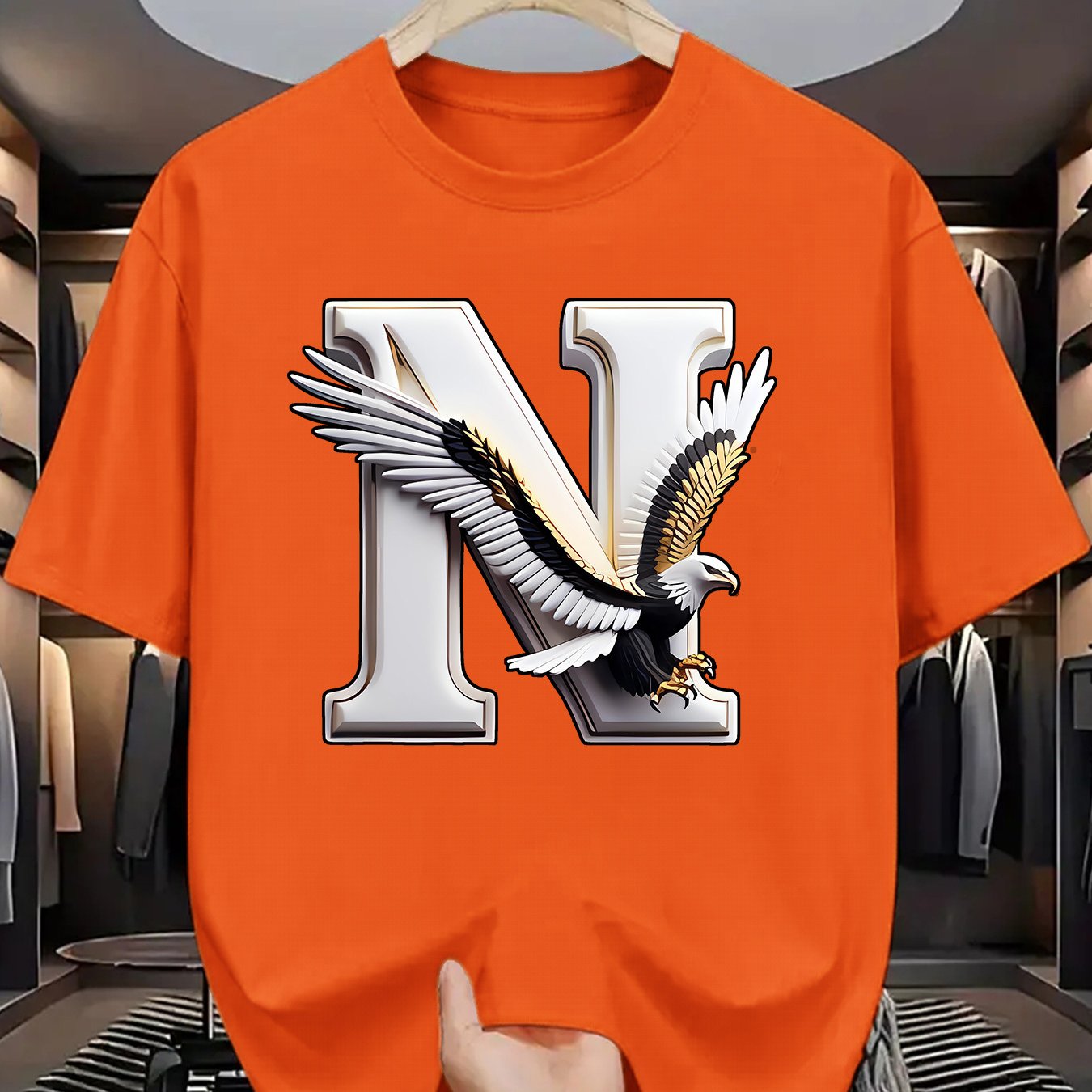 Summer Men'S Fashion Short-Sleeve T-Shirt with Letter Pattern Print