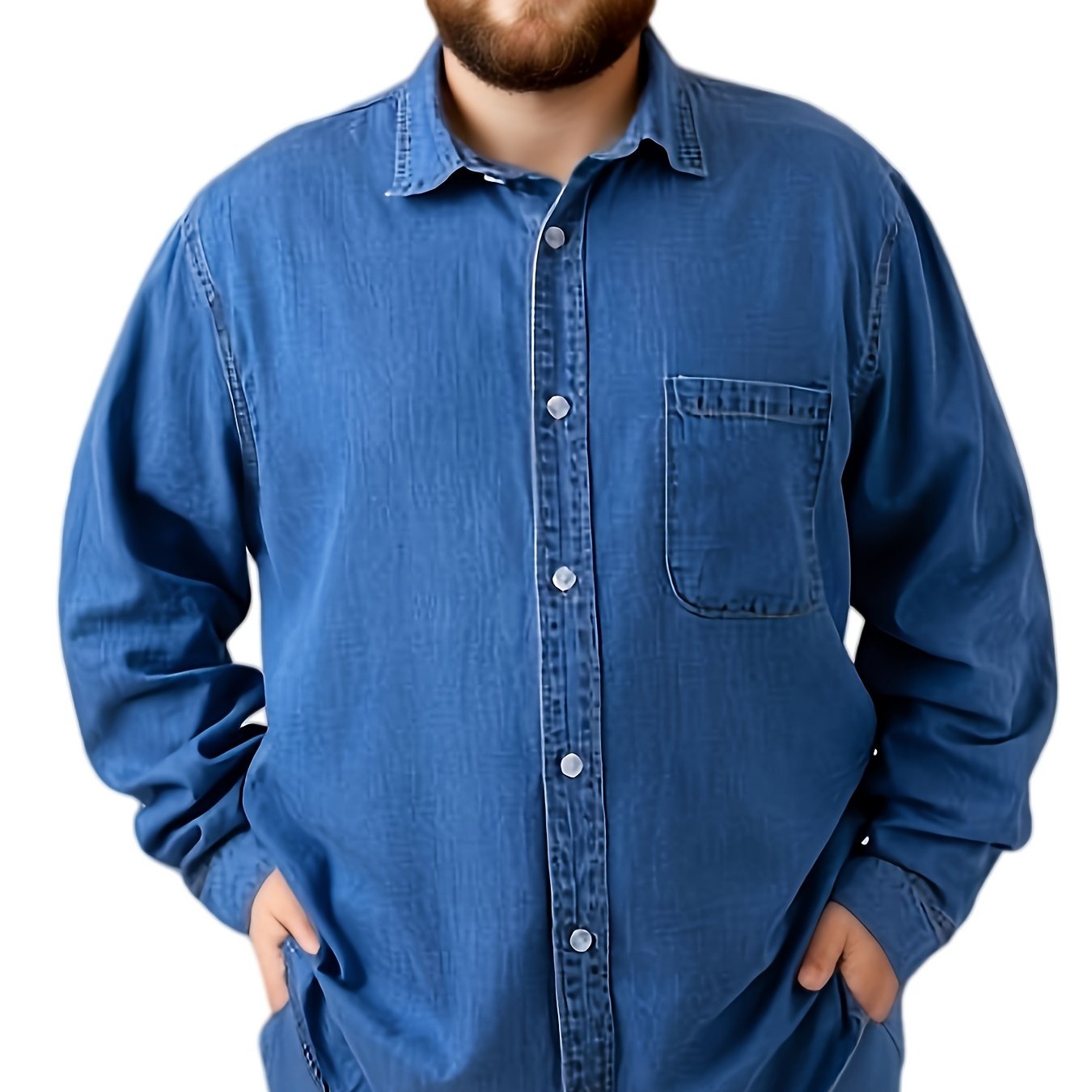 Plus Size Casual Denim Tencel Shirt