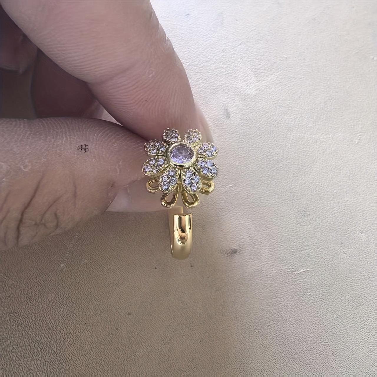 3pcs Set of Rotating Ring Copper Micro-Set Zirconium Ring with Open Color Preservation Design Hand Ornament