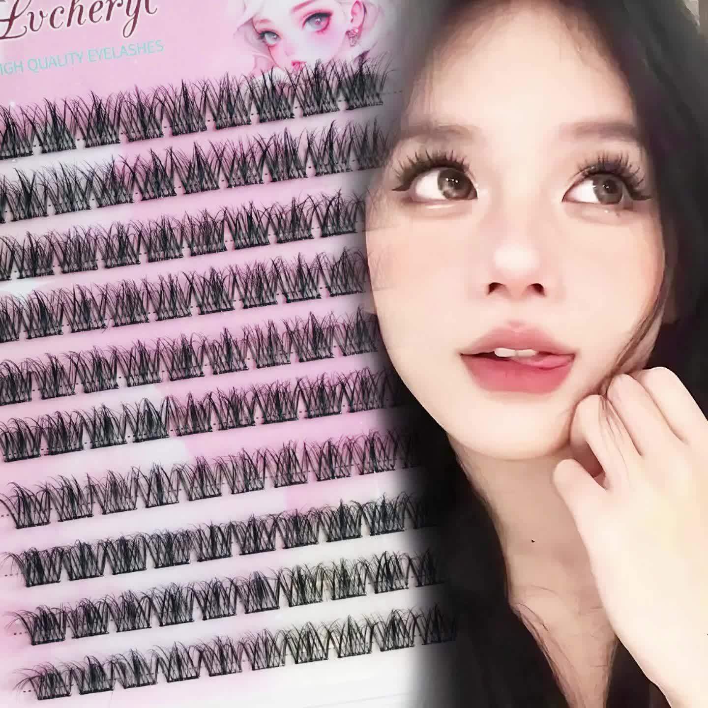 100 pcs Paquets de Cils Auto-Adhésifs 3D Fluffy — Sans Colle, Longueurs 11-13 mm, Texture Désordonnée, Application Rapide, Réutilisables et de Haute Qualité, Idéal Débutants, Fêtes, Look Quotidien Glam, Facile à Appliquer, Extensions de Cils DIY