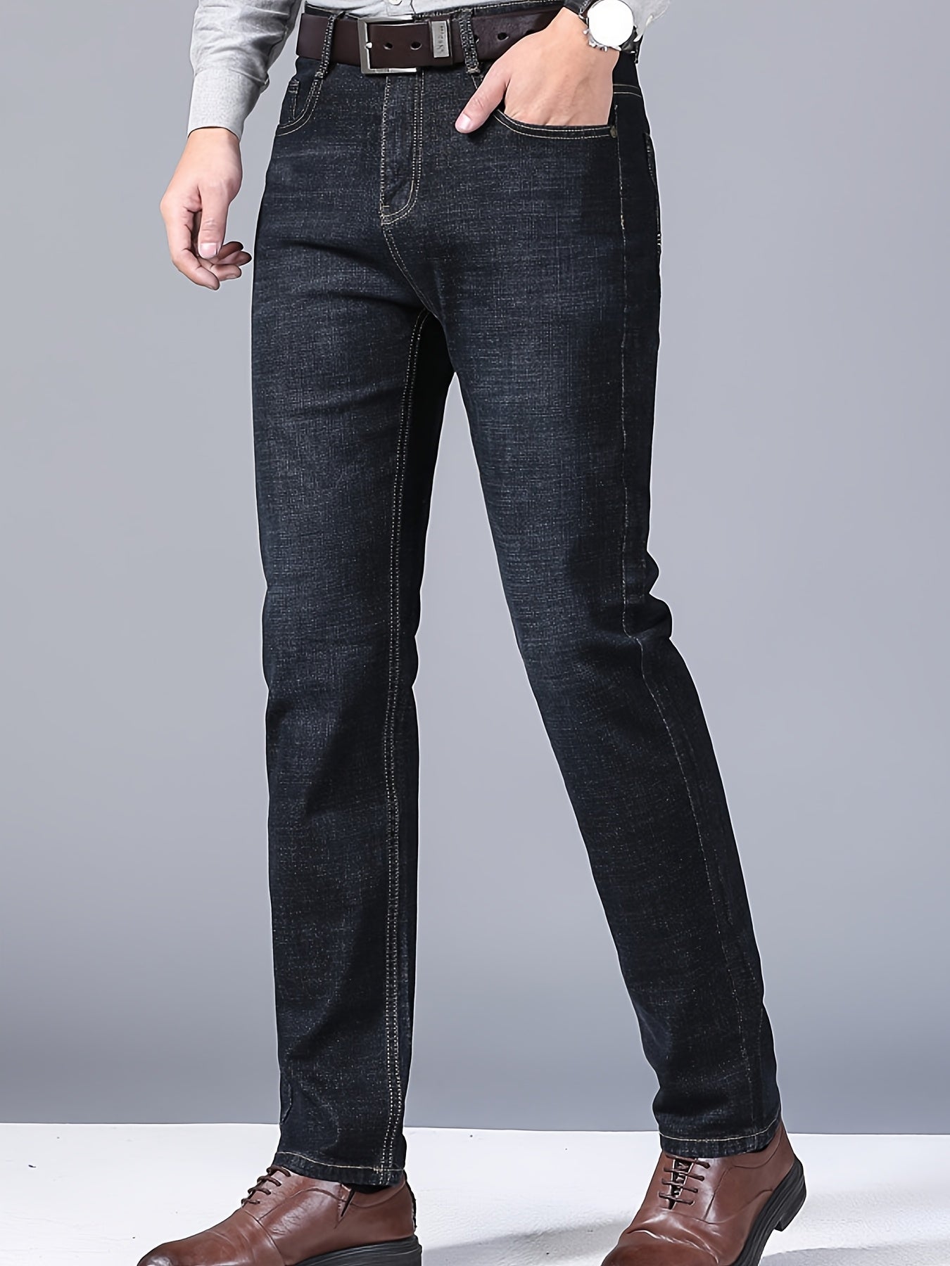Pantalon business grande taille pour homme – jean en denim extensible confortable, léger et tendance, usage professionnel et décontracté, durable, toutes saisons