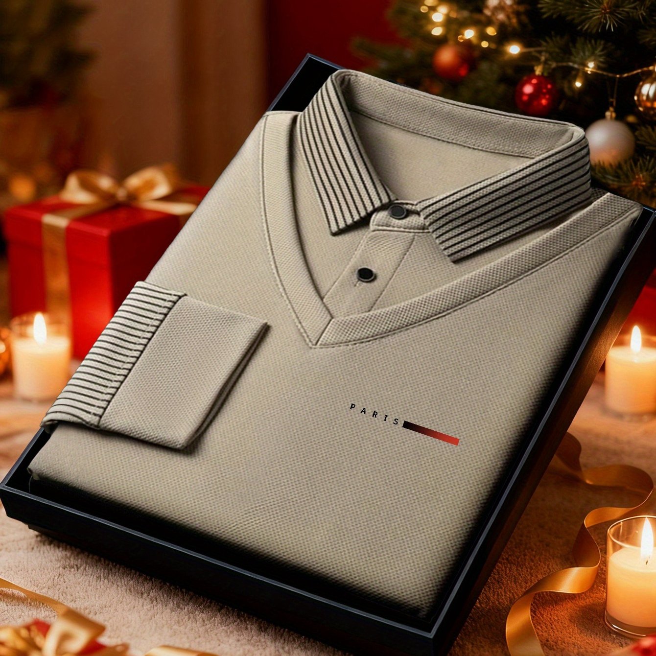 Men'S Faux Two-Piece Shirt Collar Knitwear, a Business Casual Striped Patchwork Top Featuring a Milano Letter Print Design, Available in Various Colors. It Has a Gray And Golden Contrasting Collar And Cuffs, a Simple Solid Co