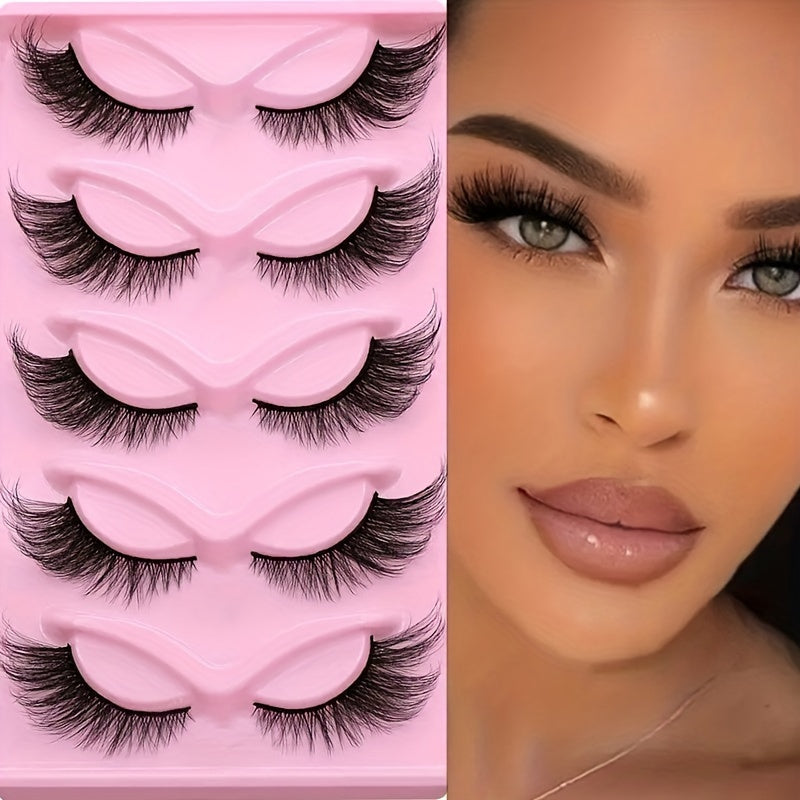 5 Paires de Cils Cat Eye – Matériau 3D Doux et Confortable, Style Fox Eye Épais et Exagéré, Effet Fluffy et Recourbé à la Pointe, Parfaits pour Carnaval, Rendez-Vous Quotidiens et Fêtes