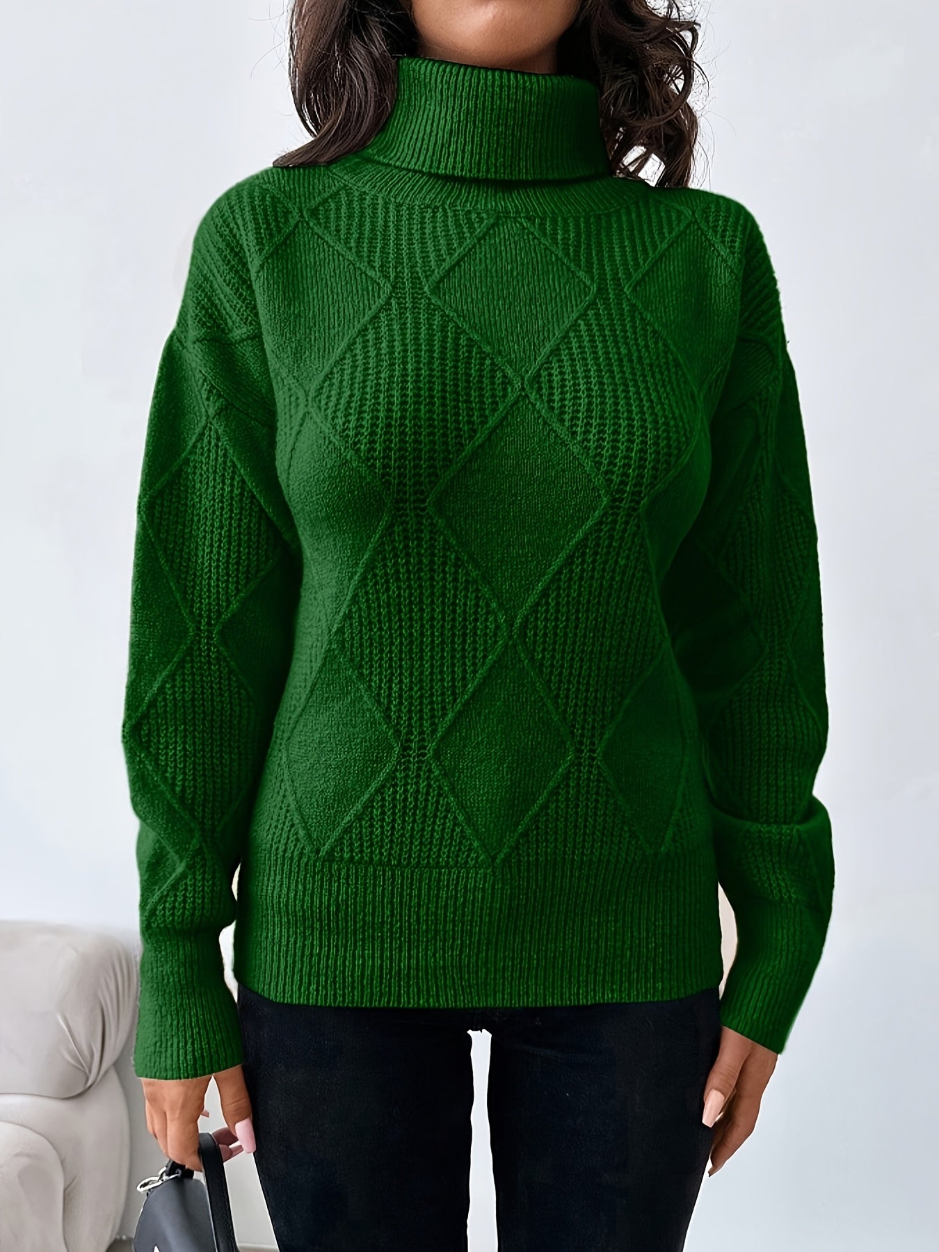 Pull casual col montant manches tombantes