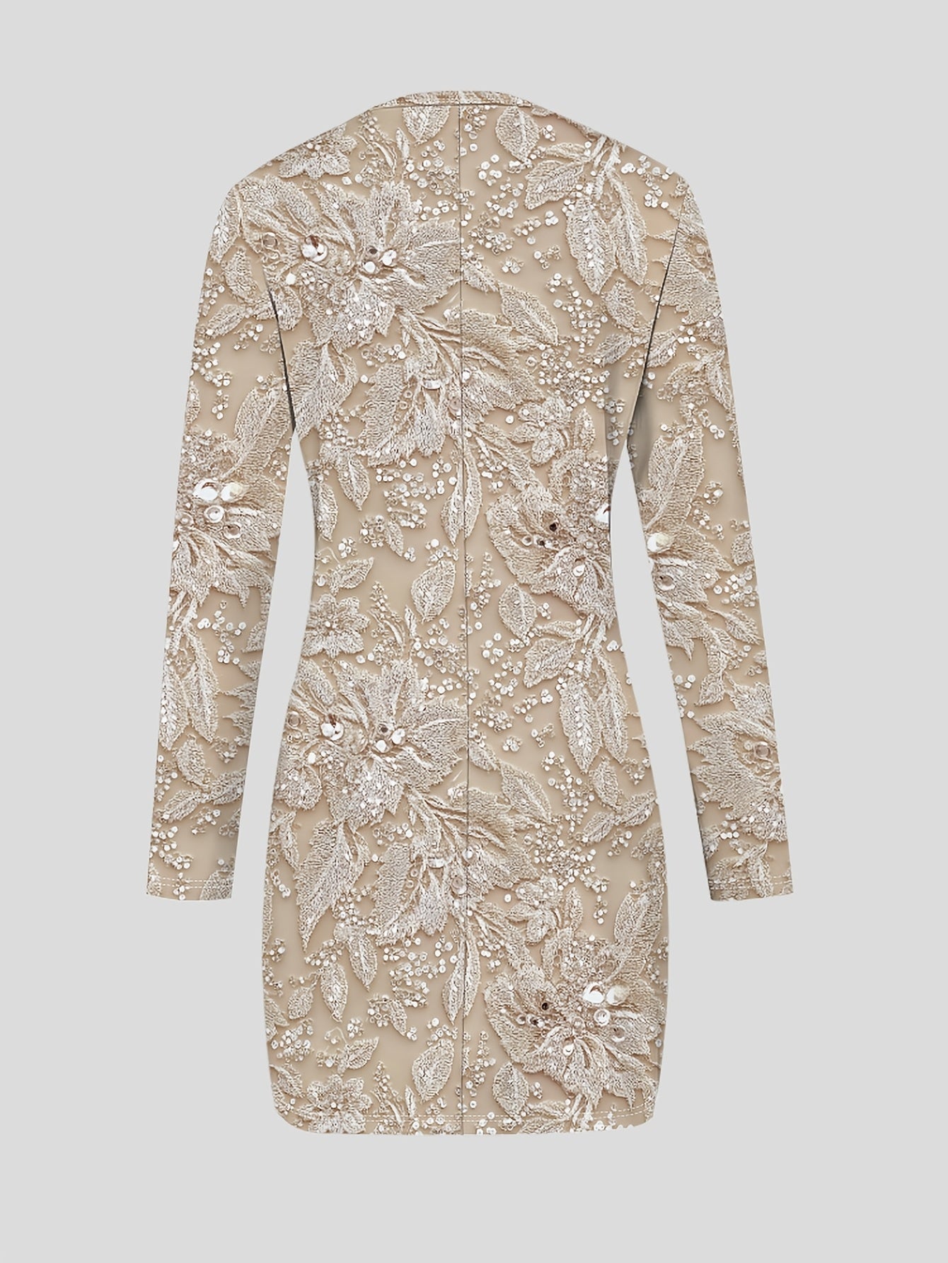 Women's Long Sleeve Maxi Dress Compatible for Weddings & Parties - Imitation Lace Round Neck -Line Dress with -Length Length, Spring Summer Fall Formal Attire, Machine Washable Dress 764