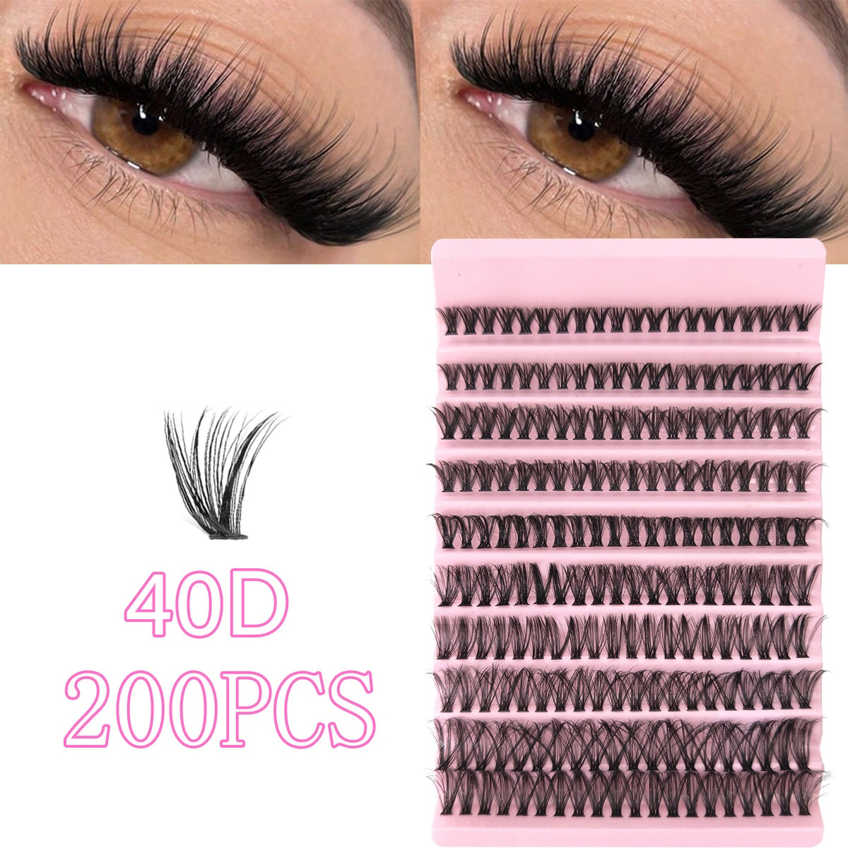 200/120 pcs de Paquets de Cils Individuels – D Curl, 8-16 mm, Base Large, Effet Naturel et Extra Épais, Réutilisables, Kit DIY pour Extensions de Cils à la Maison ou en Déplacement, Parfaits pour Usage Quotidien, Mariages, Rendez-Vous et Soirées