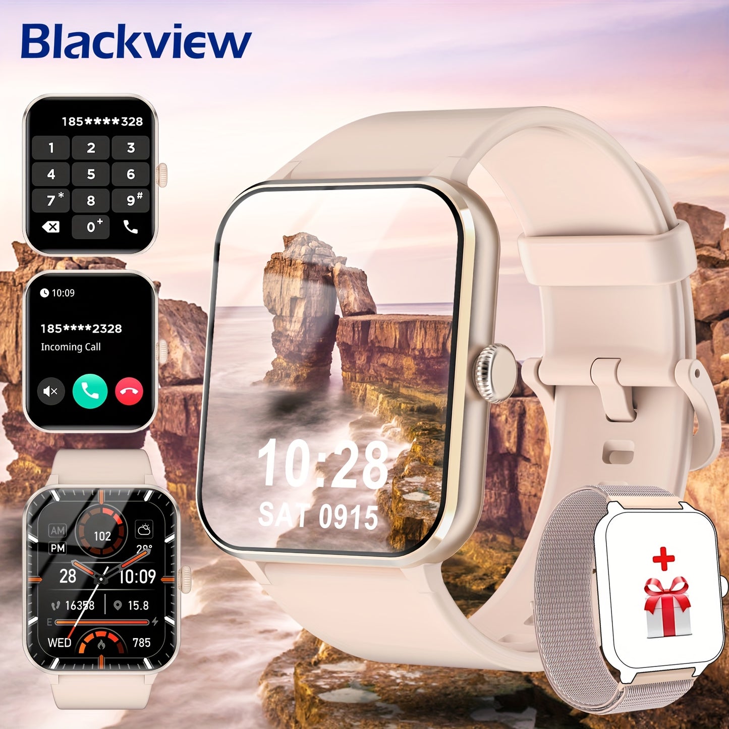 Blackview Smartwatch, Compatible With Android And For IPhone, Fitness Tracker, Fitness Watch With Activity Monitoring 1.85-Inch Touchscreen Smartwatch, With Pedometer, Calorie Meter And Stopwatch, BT 5.3 Call, Multi-Sport Mod