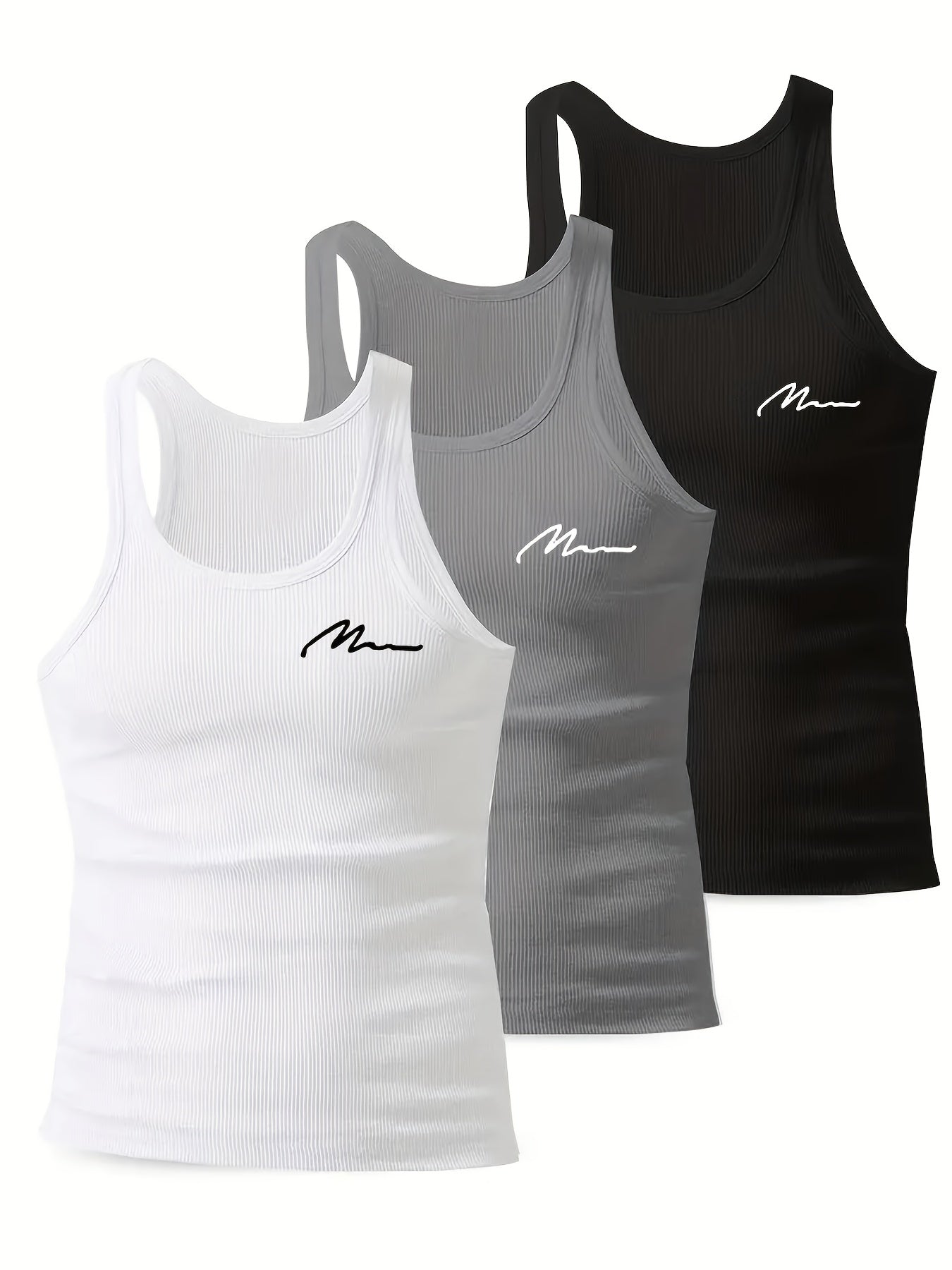 Lot de 3 Débardeurs Homme Été – Côtelé Rayé, Confortable et Respirant