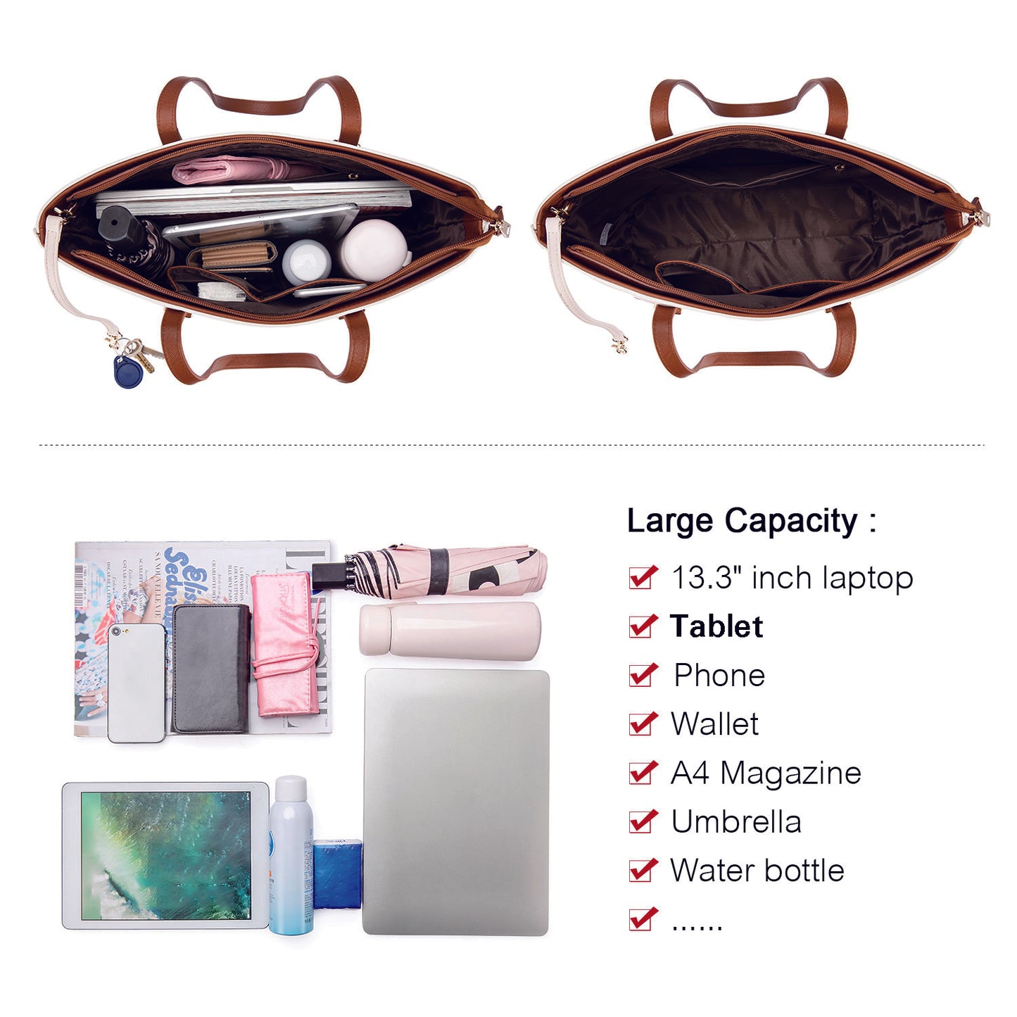 Set de Sacs à Main Femme– Grand Sac à Main Élégant, Sac à Épaule et Shopper, Set de 3 Pièces, Idéal comme Cadeau pour Femme, Bureau, Université ou Voyages